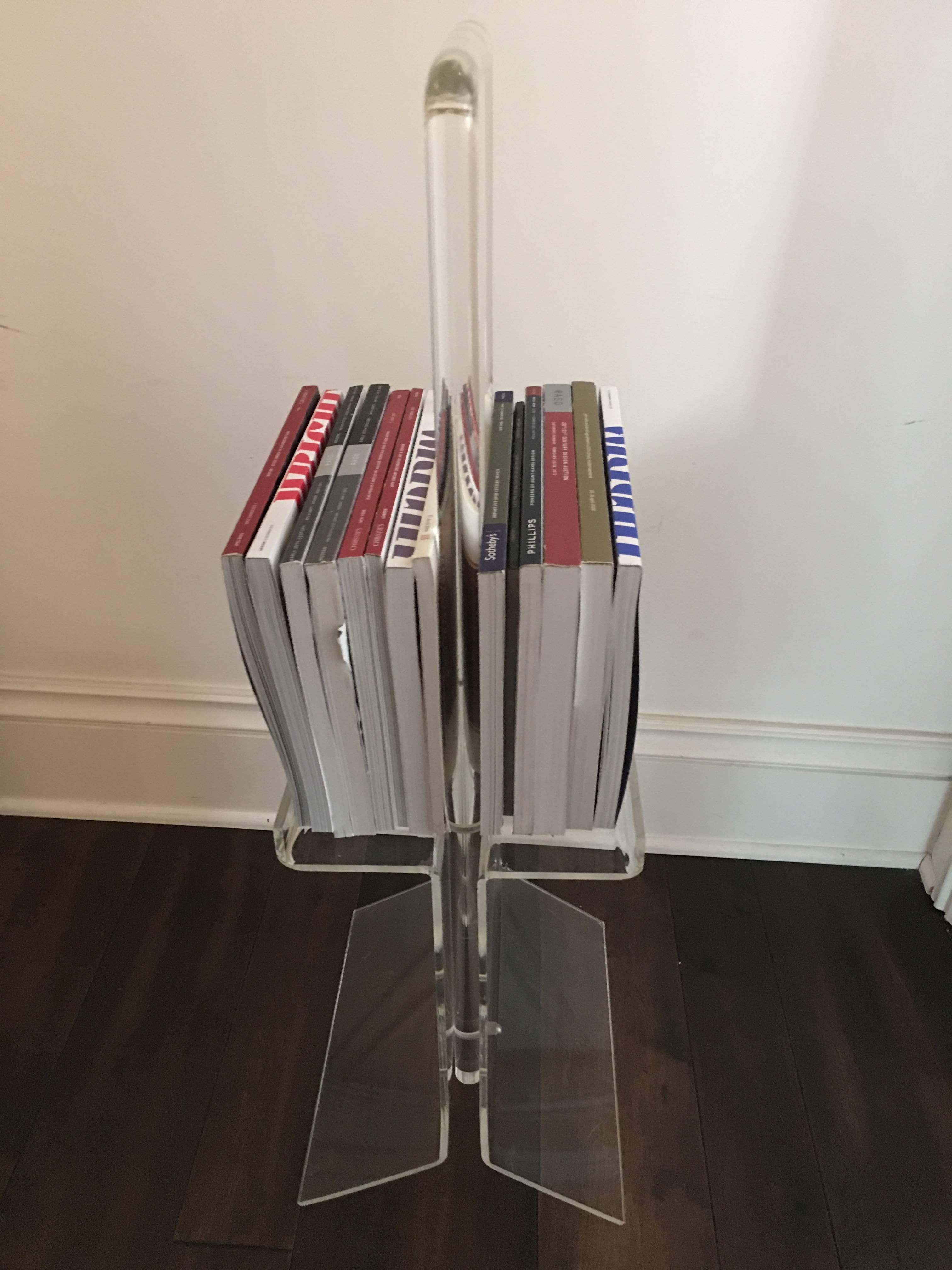 Lucite Book Caddy Magazine Floor Rack Neal Small Style 1