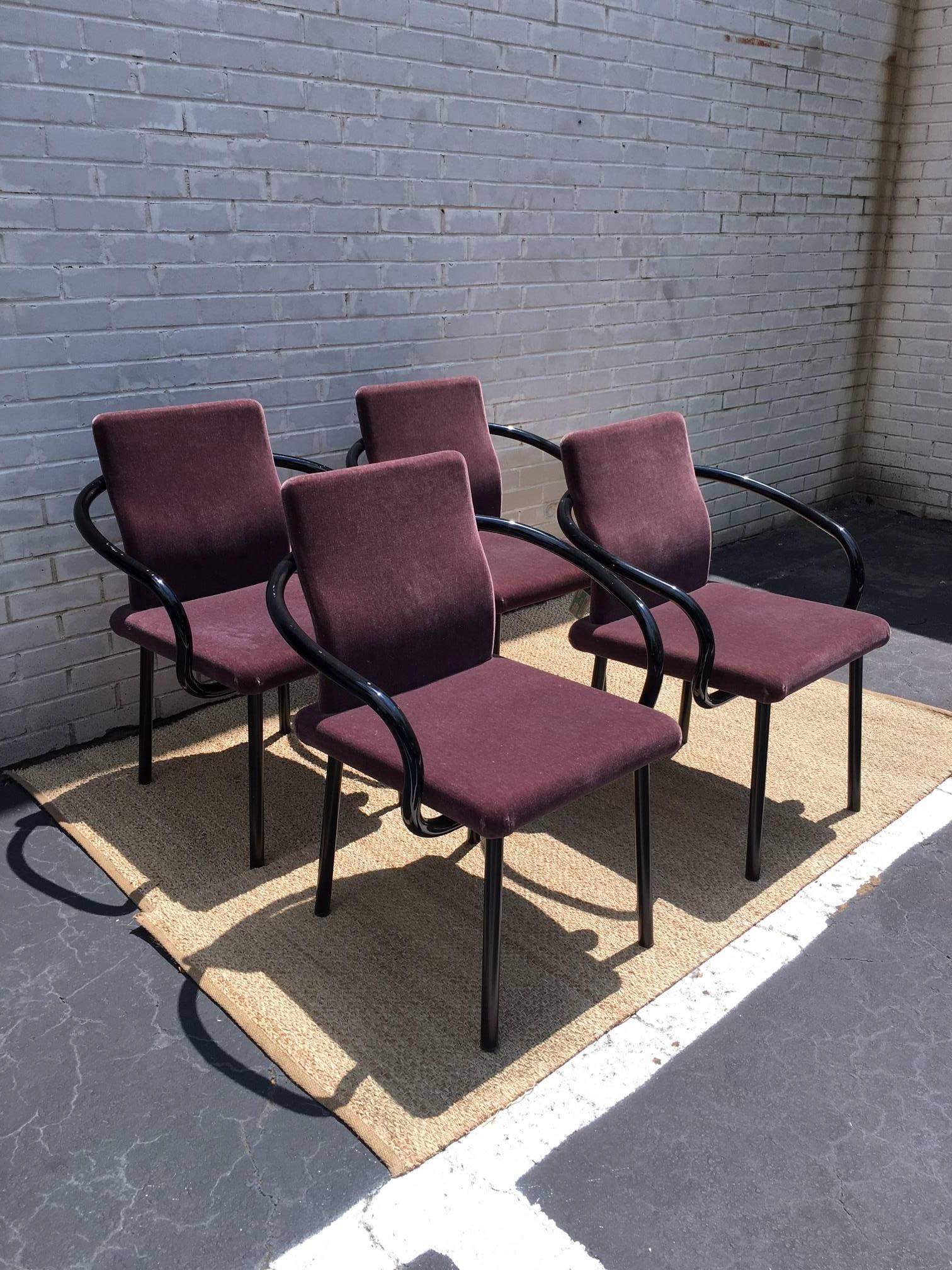 Mid-Century Modern Knoll Ettore Sottsass Set of Eight Mandarin Chairs in Mohair