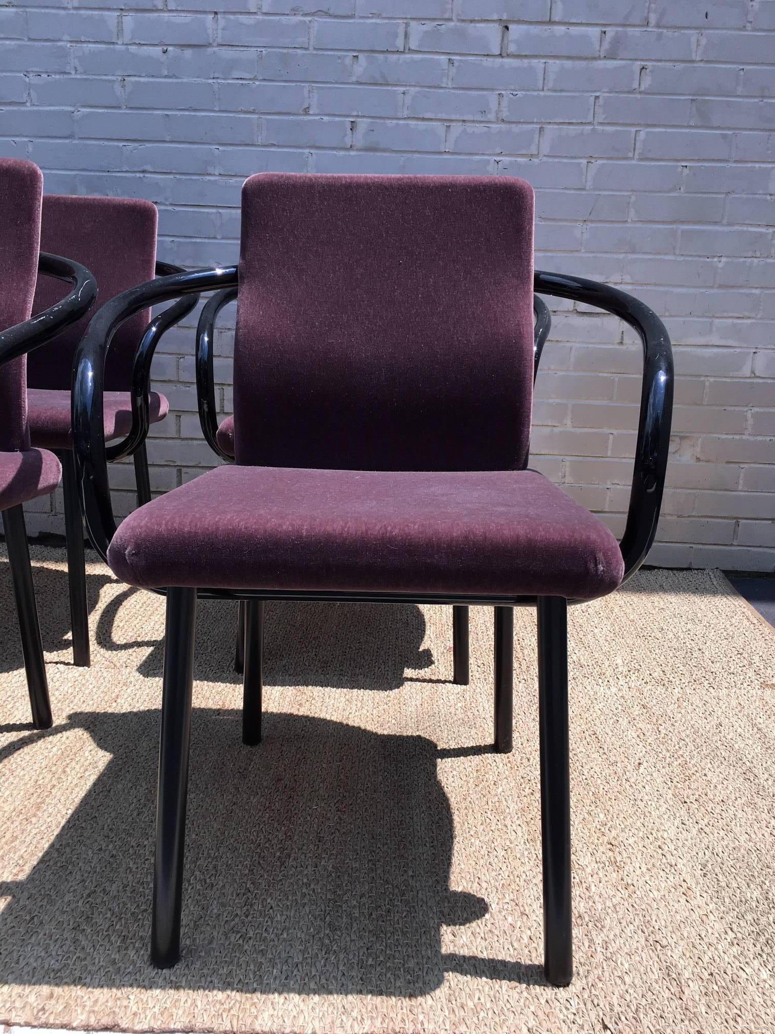 Knoll Ettore Sottsass Set of Eight Mandarin Chairs in Mohair In Excellent Condition In Atlanta, GA