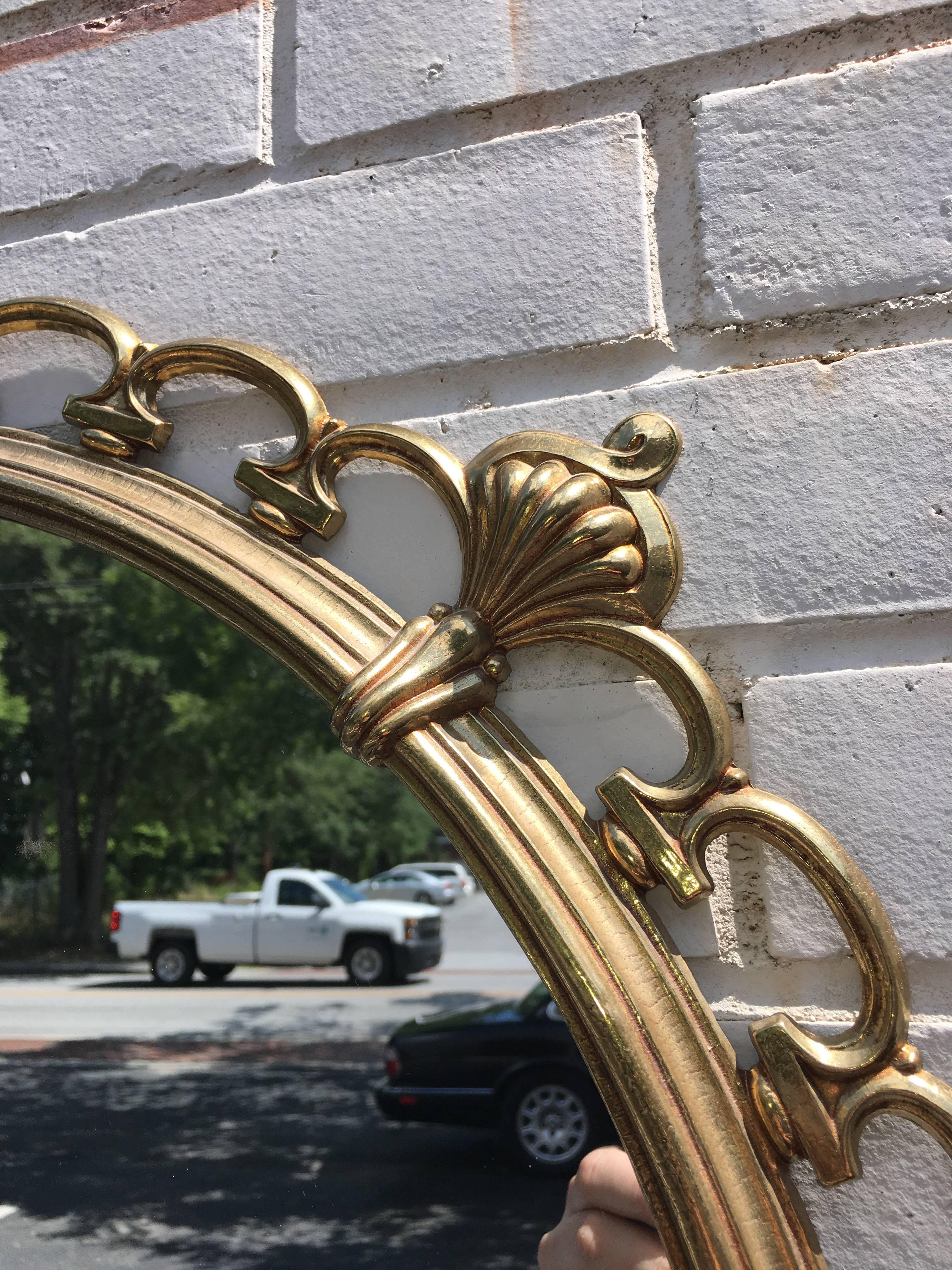 Sculptural Brass Italian Wall Hanging Chiavari Mirror In Excellent Condition In Atlanta, GA