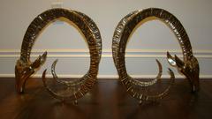 Ibex Sculptural Brass Gazelle Rams Head Coffee Table