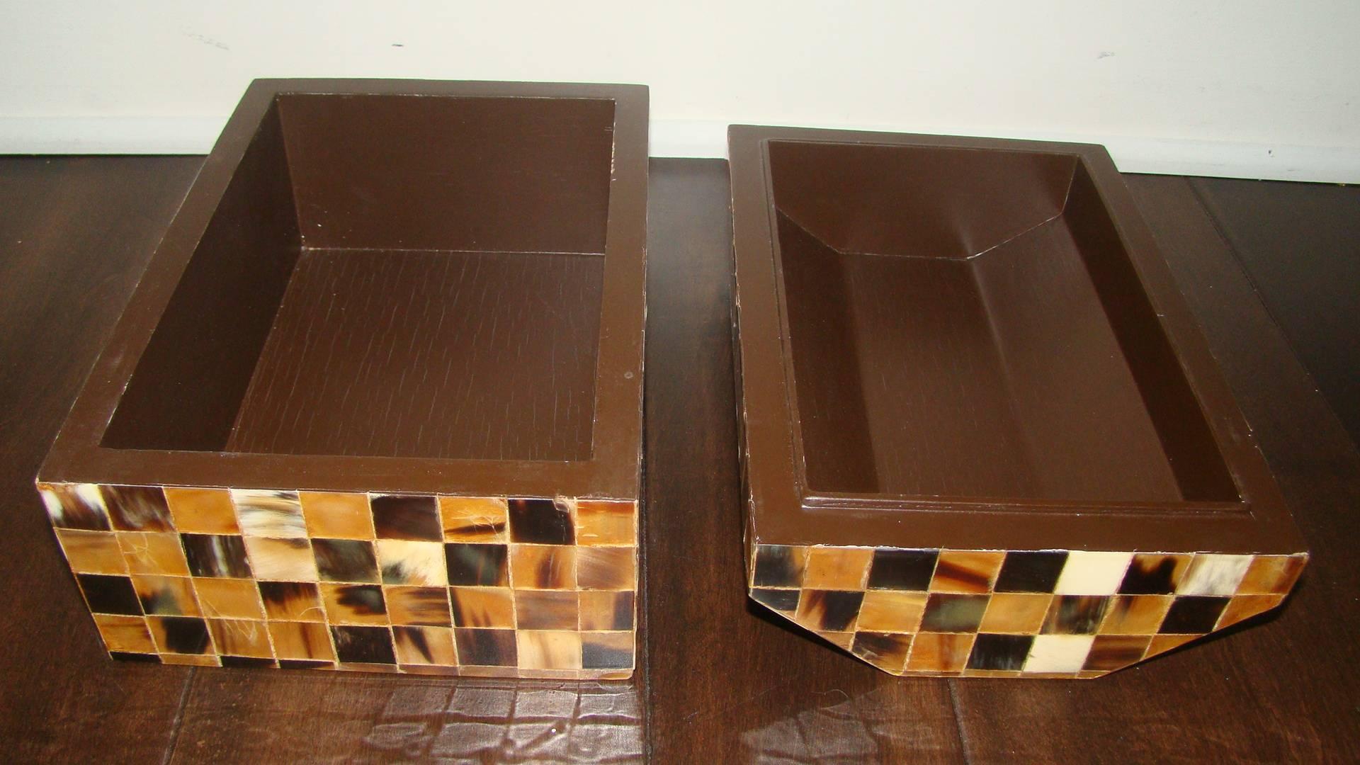 Mid-Century Modern Tessellated Horn Chip Jewelry Box by Enrique Garcel