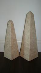 Pair of Tessellated Marble Obelisk Sculptures