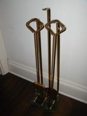 Brass and Glass Italian Mid-Century Fire Tool Set