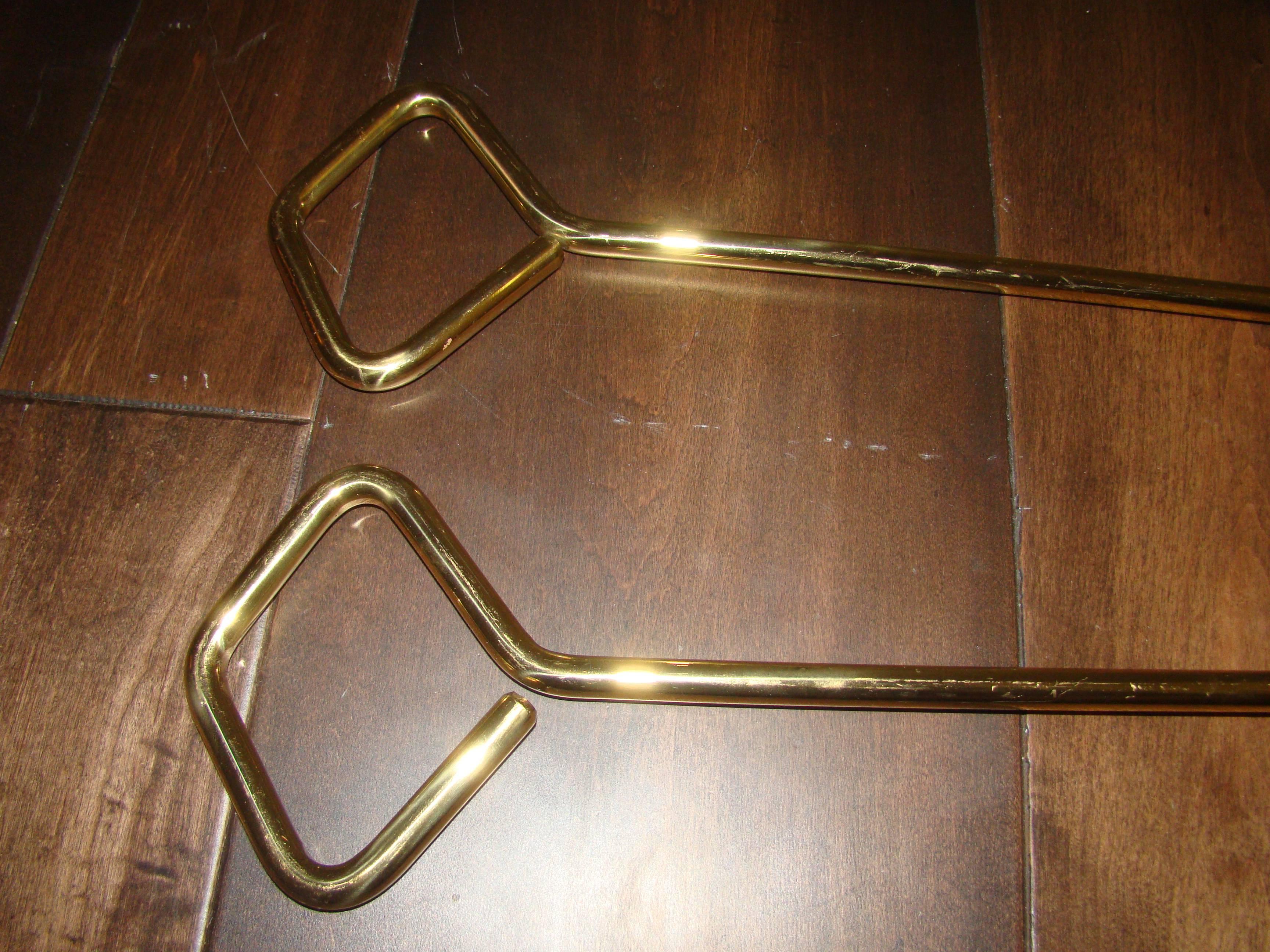 Brass and Glass Italian Mid-Century Fire Tool Set For Sale 2