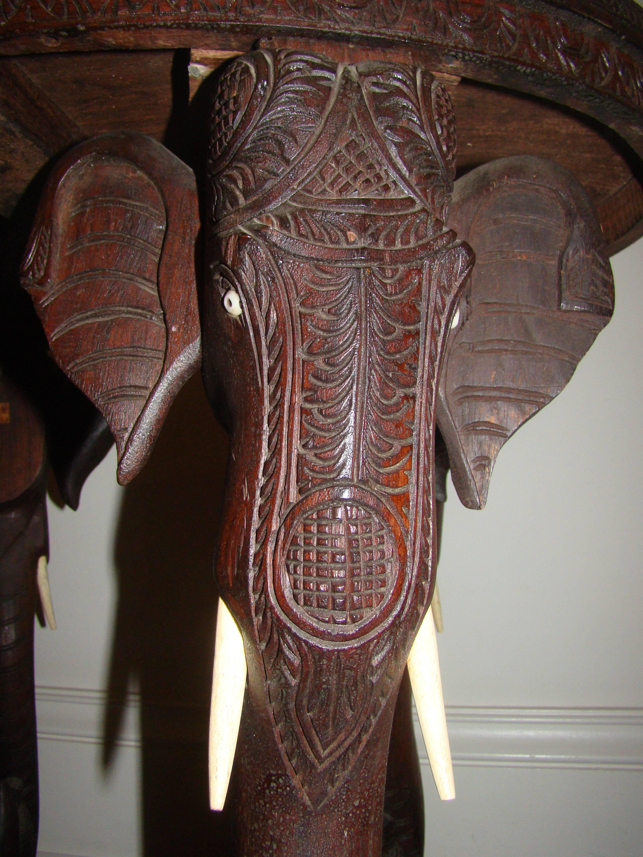 Sculptural Elephant Head Rosewood Carved Occasional Table In Excellent Condition In Atlanta, GA