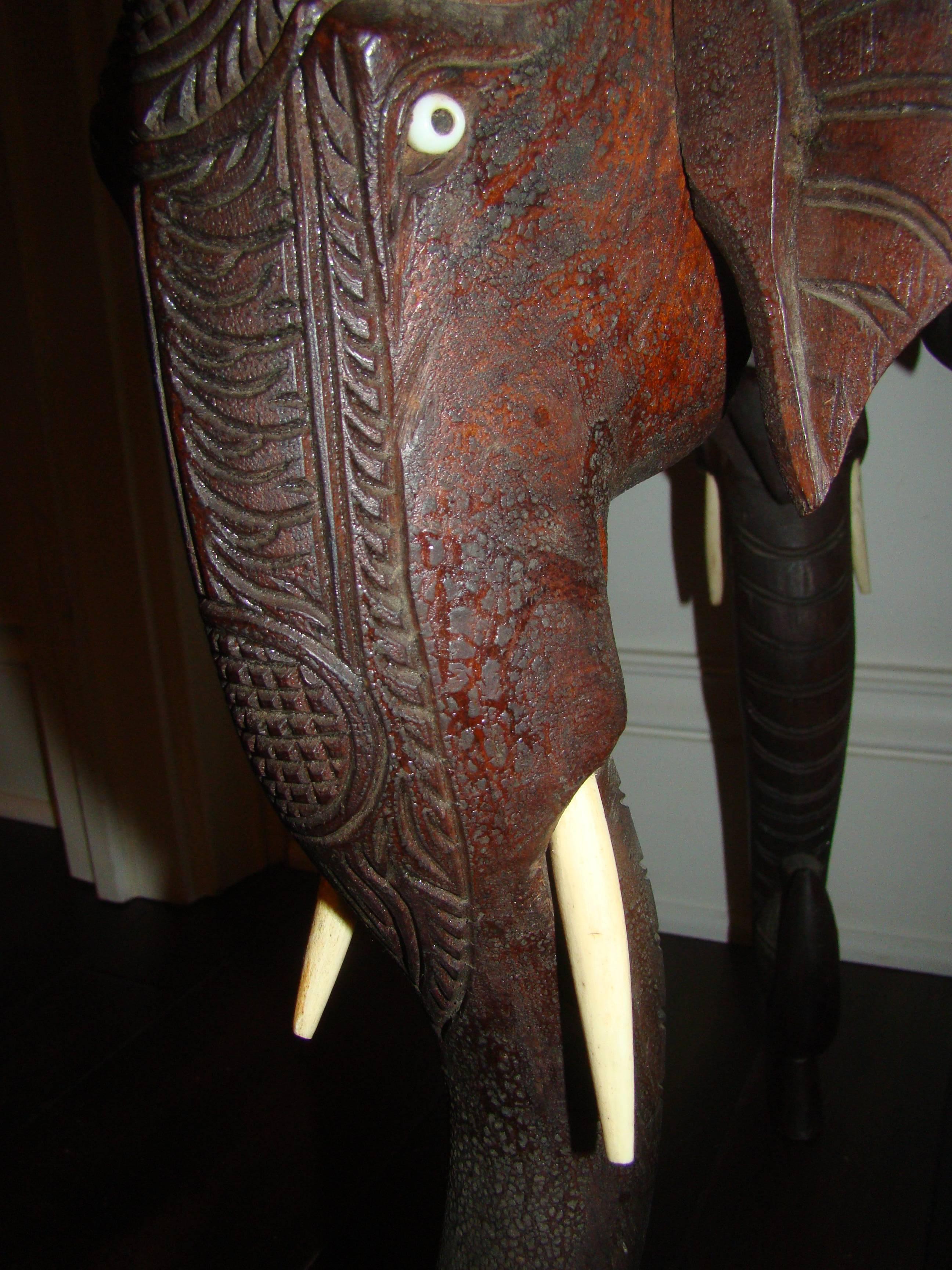 Sculptural Elephant Head Rosewood Carved Occasional Table 1
