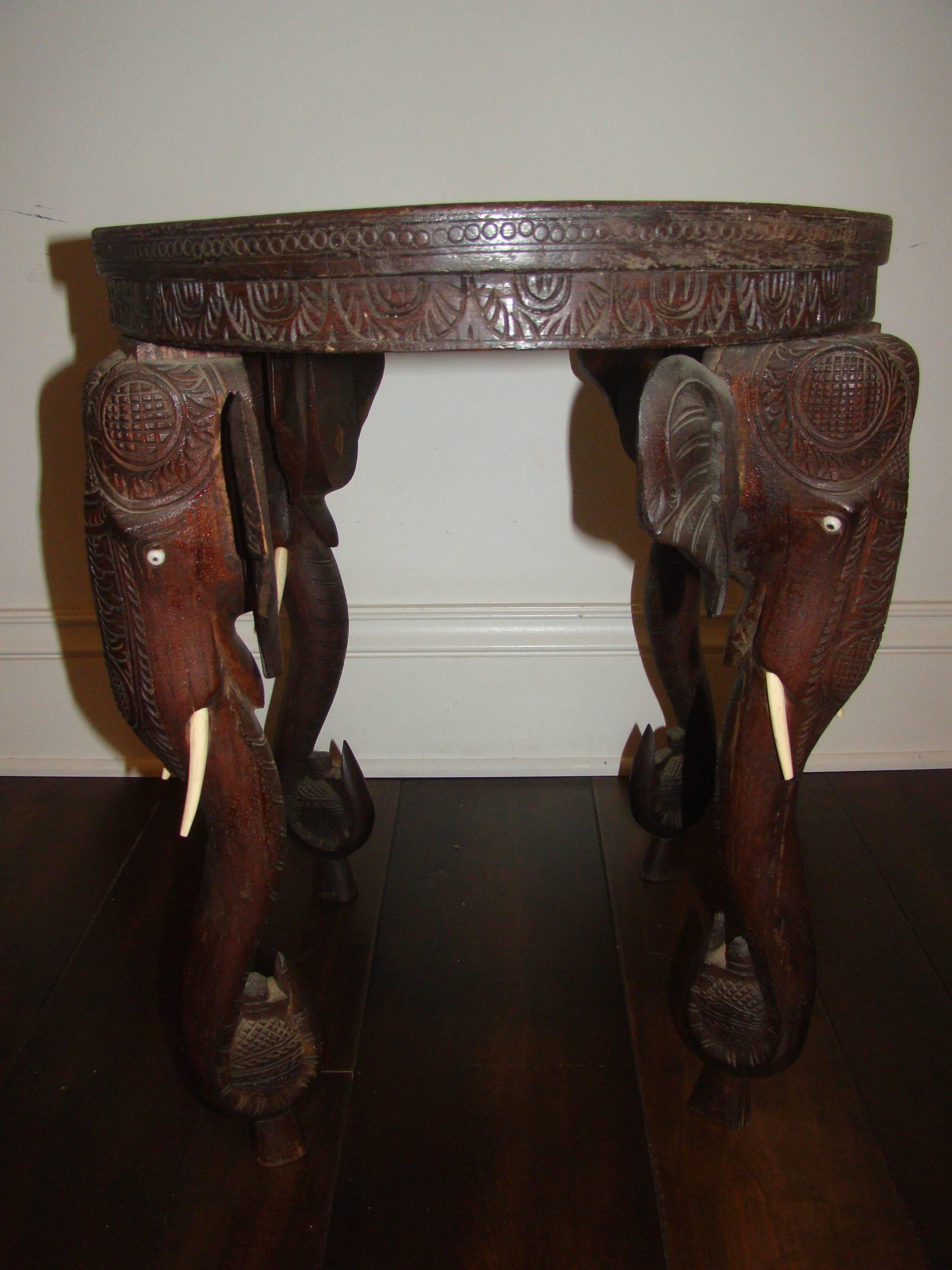 Sculptural Elephant Head Rosewood Carved Occasional Table 4