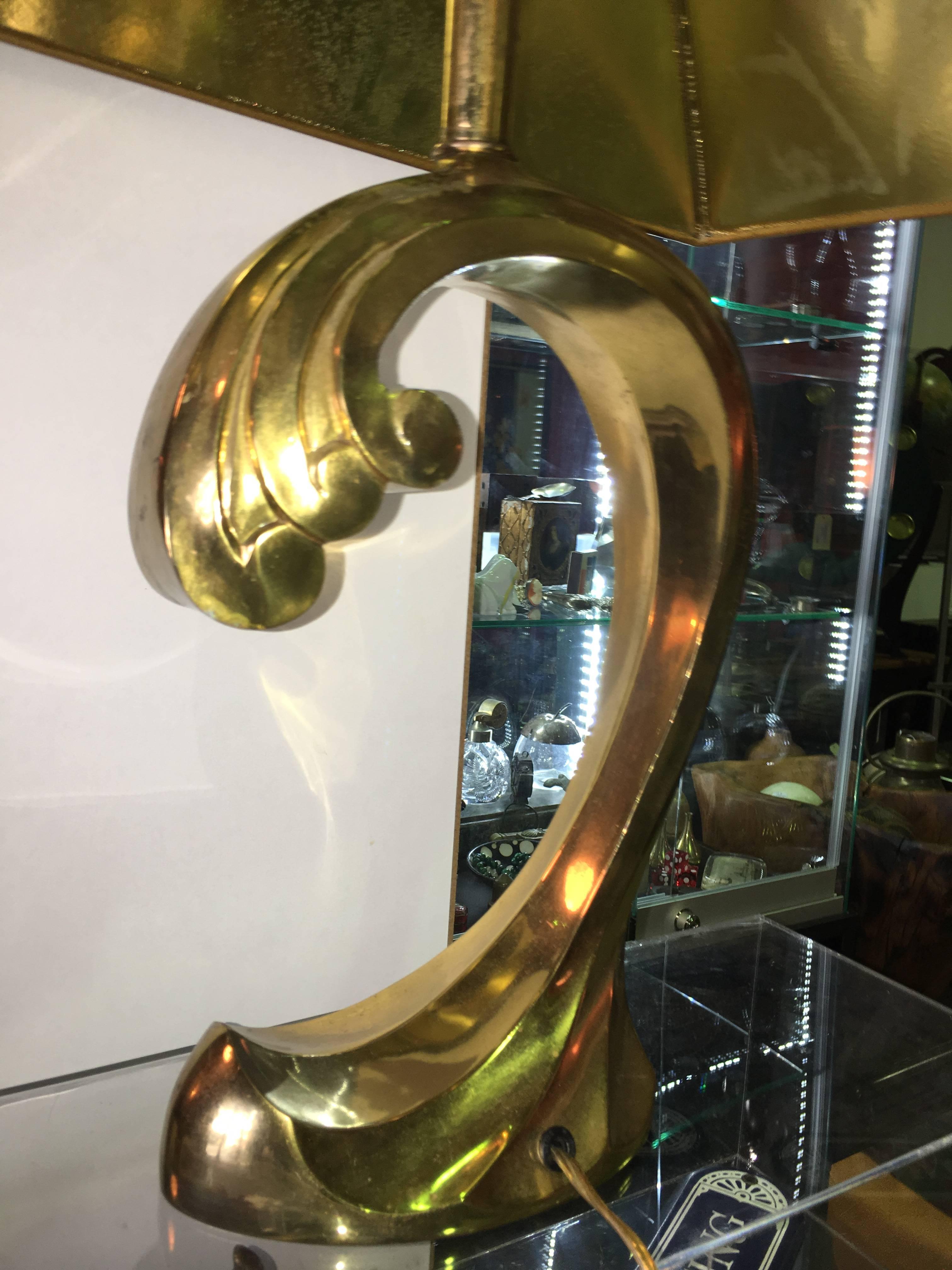 North American Brass Pierre Cardin Sculptural Mid-Century Wave Lamp