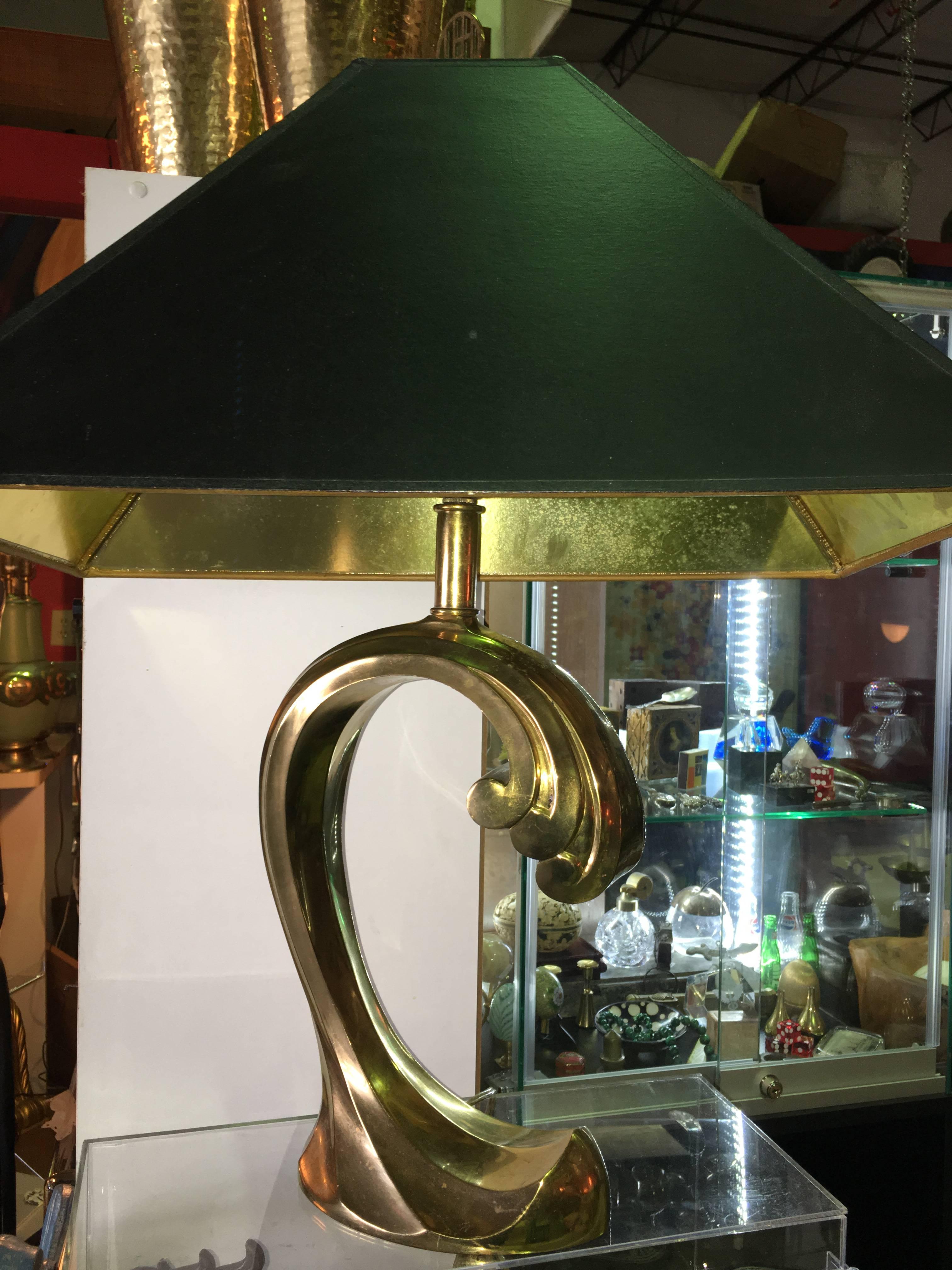 Late 20th Century Brass Pierre Cardin Sculptural Mid-Century Wave Lamp