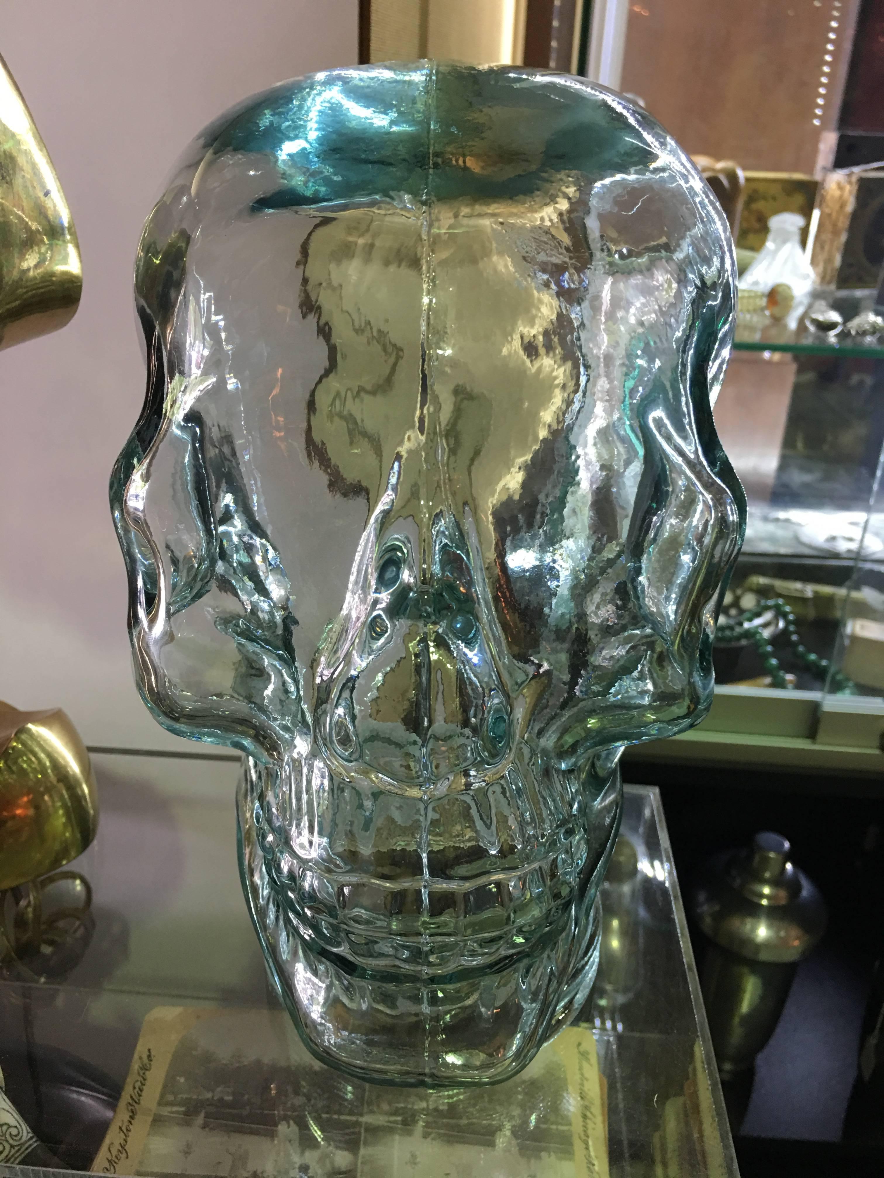 Mid-Century Modern Large Glass Skull Mid-Century Table Sculpture