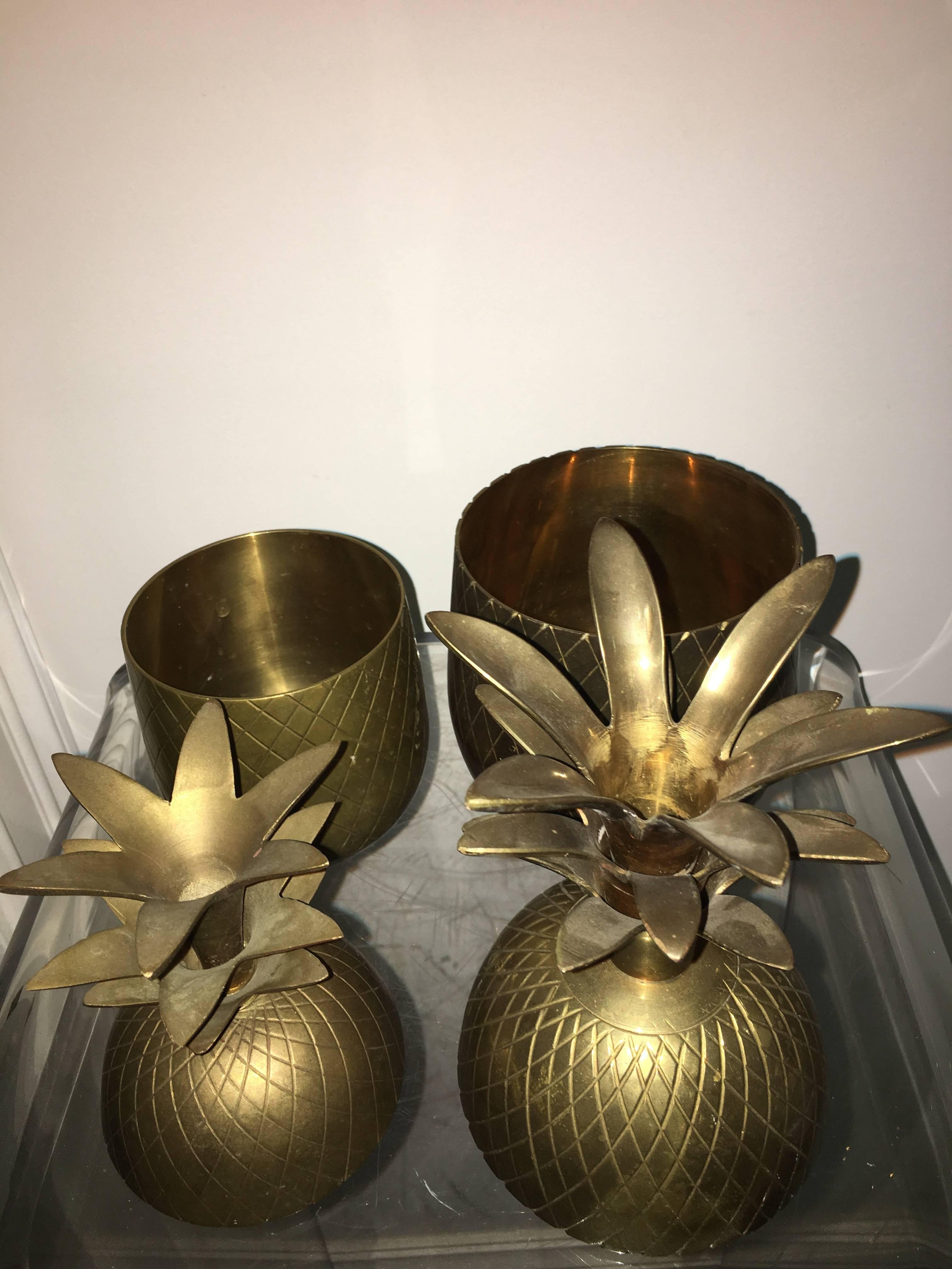 Unknown Brass Pineapple Pair of Boxes/Ice Buckets For Sale