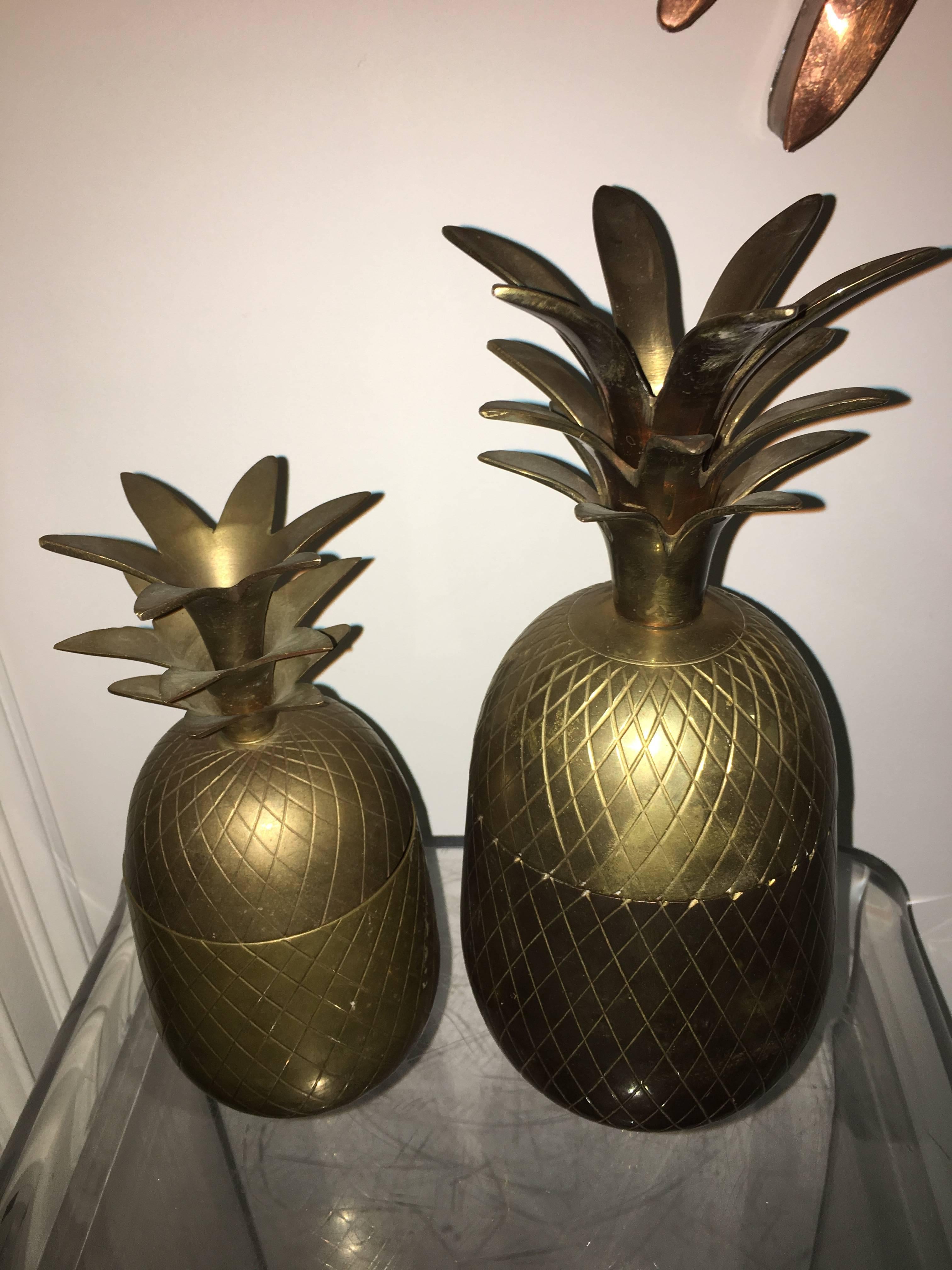 Hollywood Regency Brass Pineapple Pair of Boxes/Ice Buckets For Sale