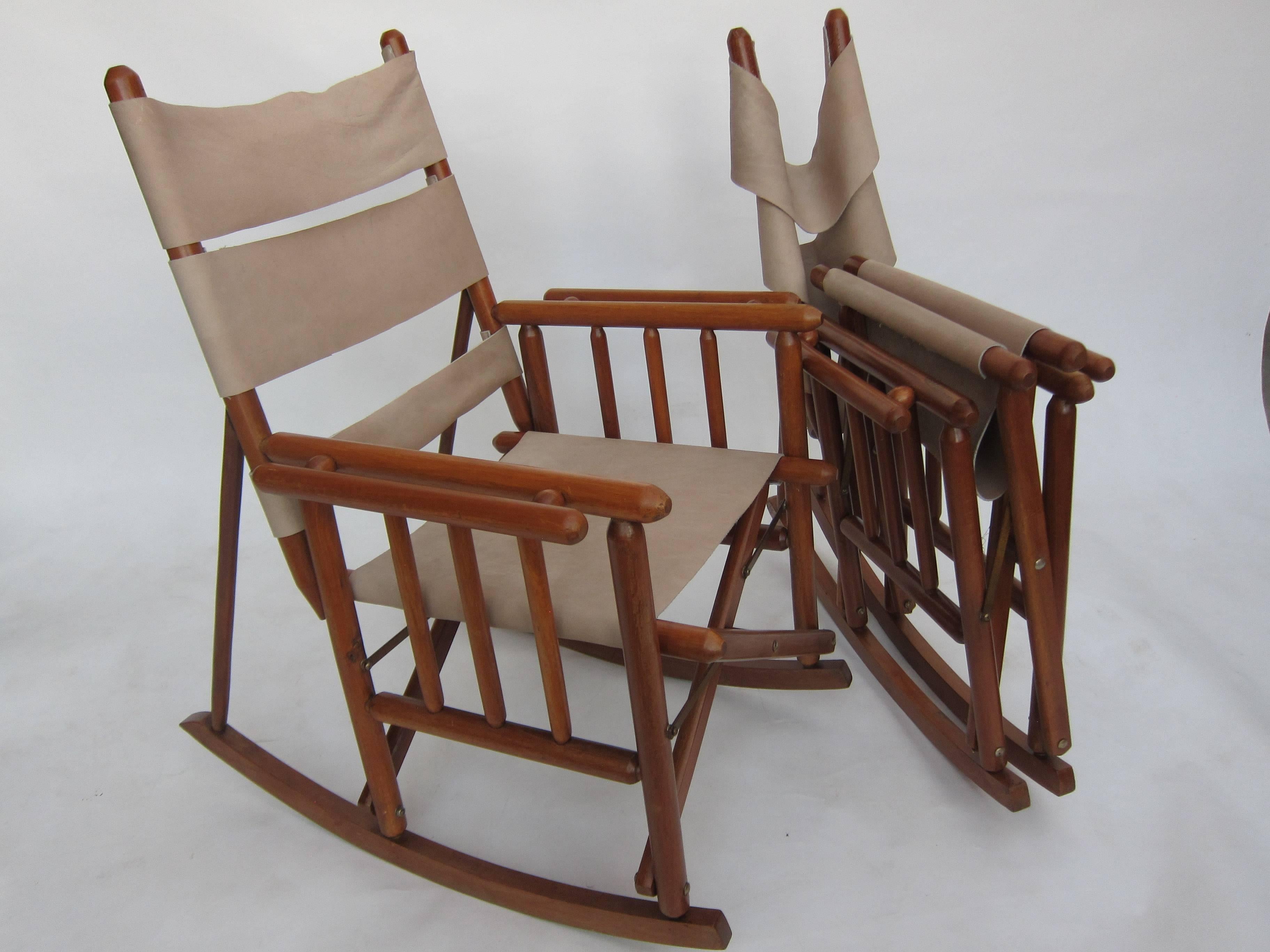 Mid-20th Century Pair Costa Rican Folding Rockers For Sale