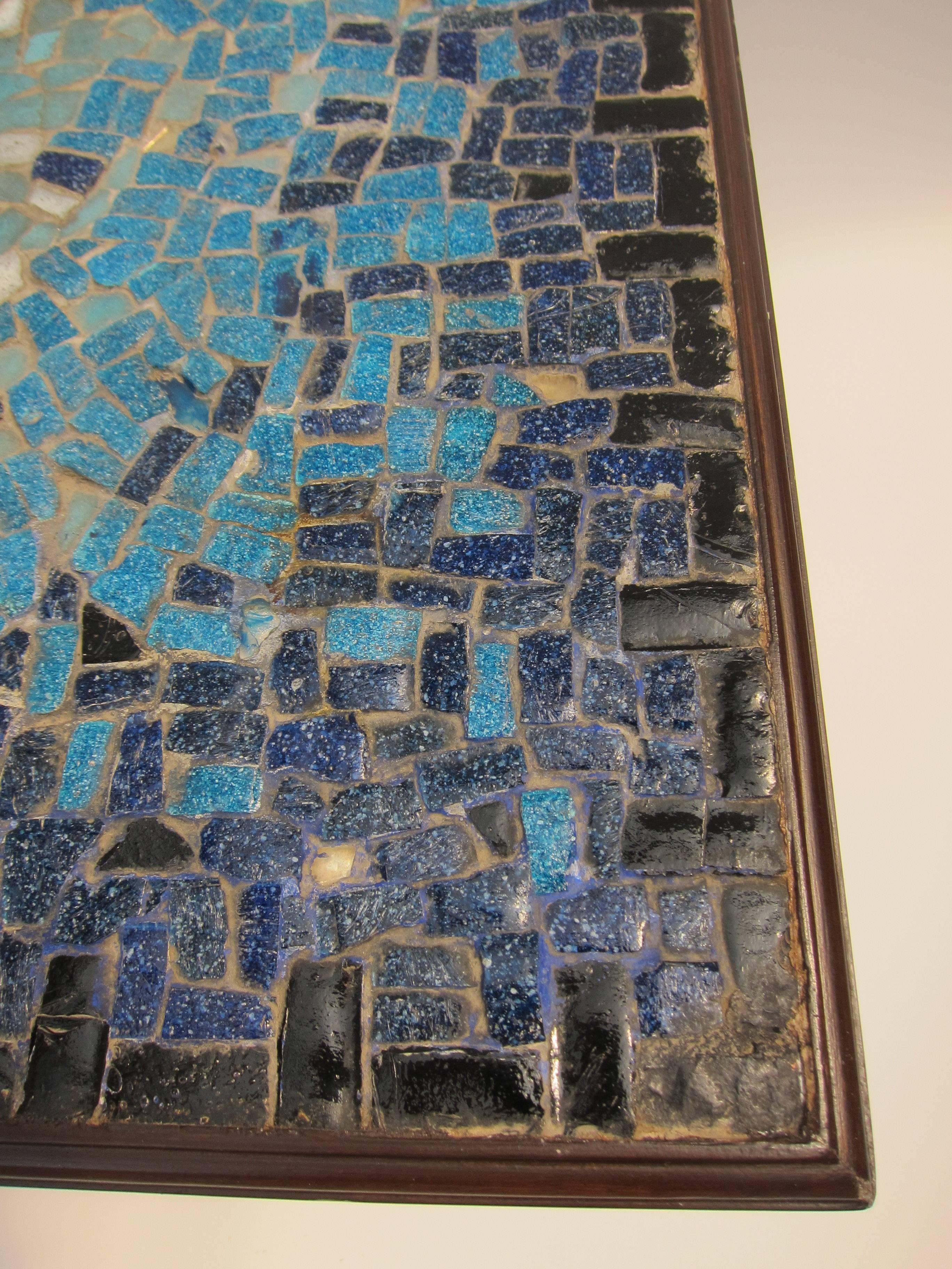 Hand-Crafted Mid-Century Glass Mosaic Coffee Table, Genaro Alvarez For Sale