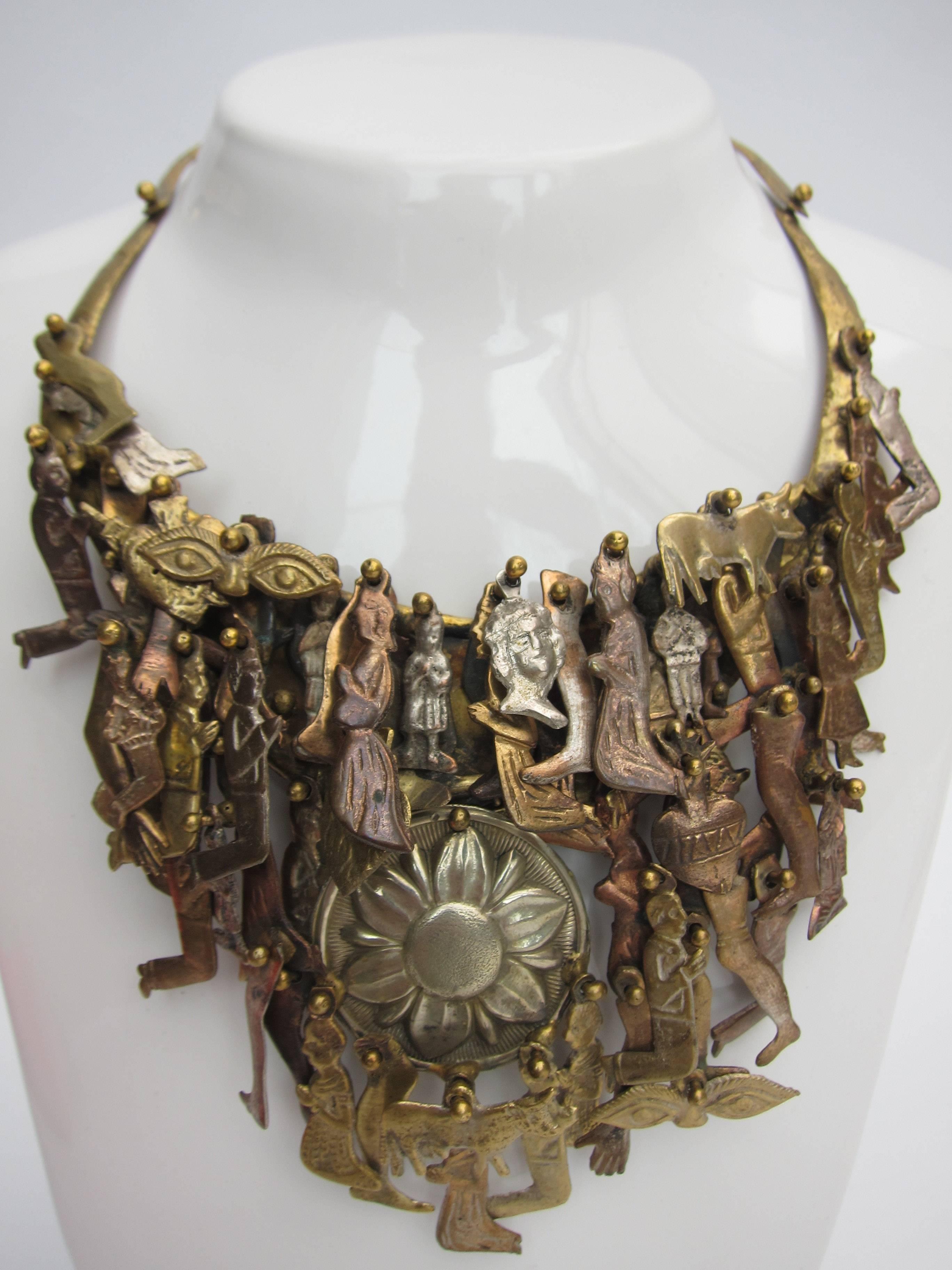 Pal Kepenyes emigrated to Acapulco in the 1960s from Hungary and his creations in jewelry and sculpture are fashioned from a blend of whimsy and skill. A true original whose designs have been credited with many awards, this particular necklace is