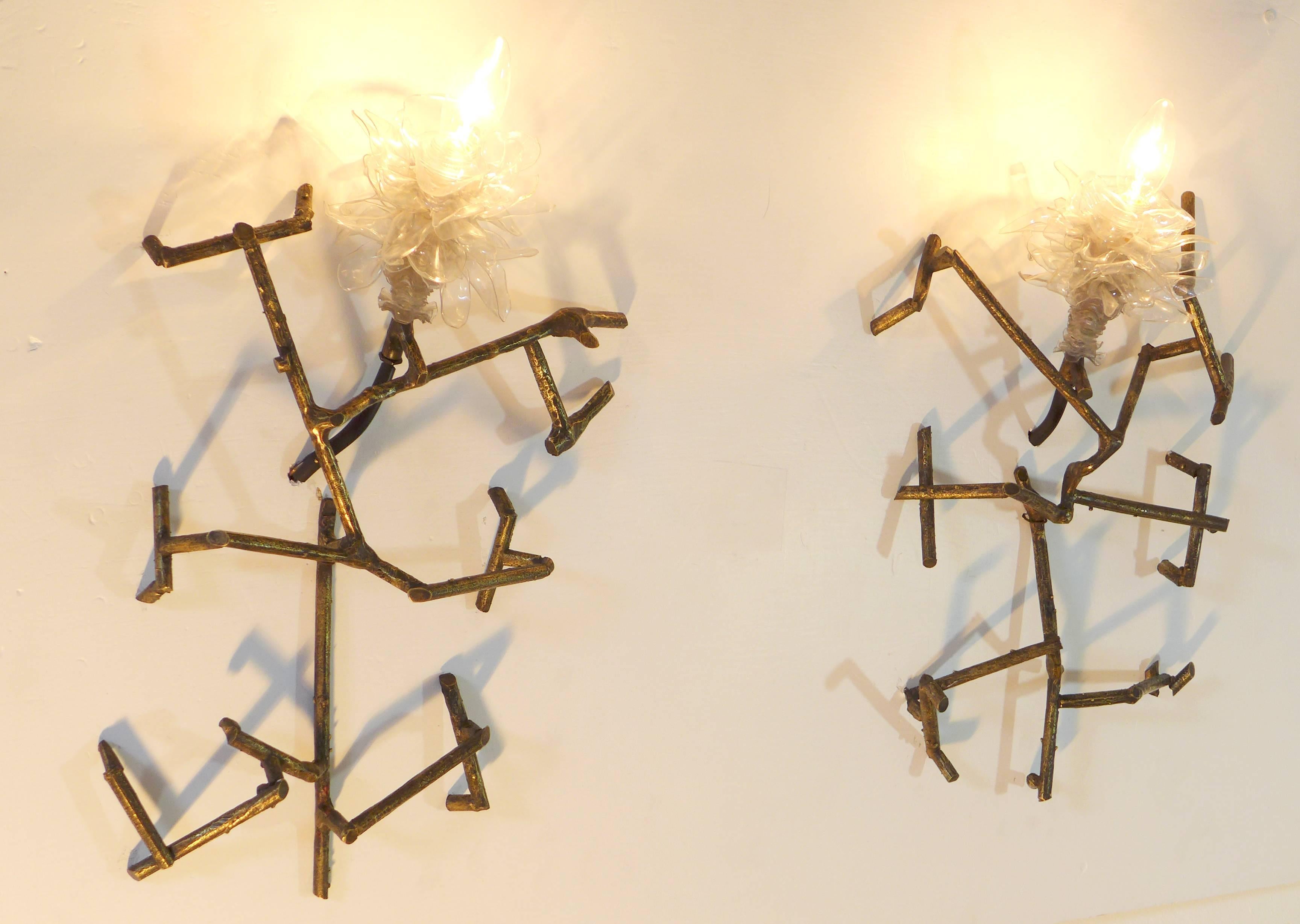 Contemporary Pair of Sconces, 'Chimalhuacan Flowers, ' Thierry Jeannot For Sale