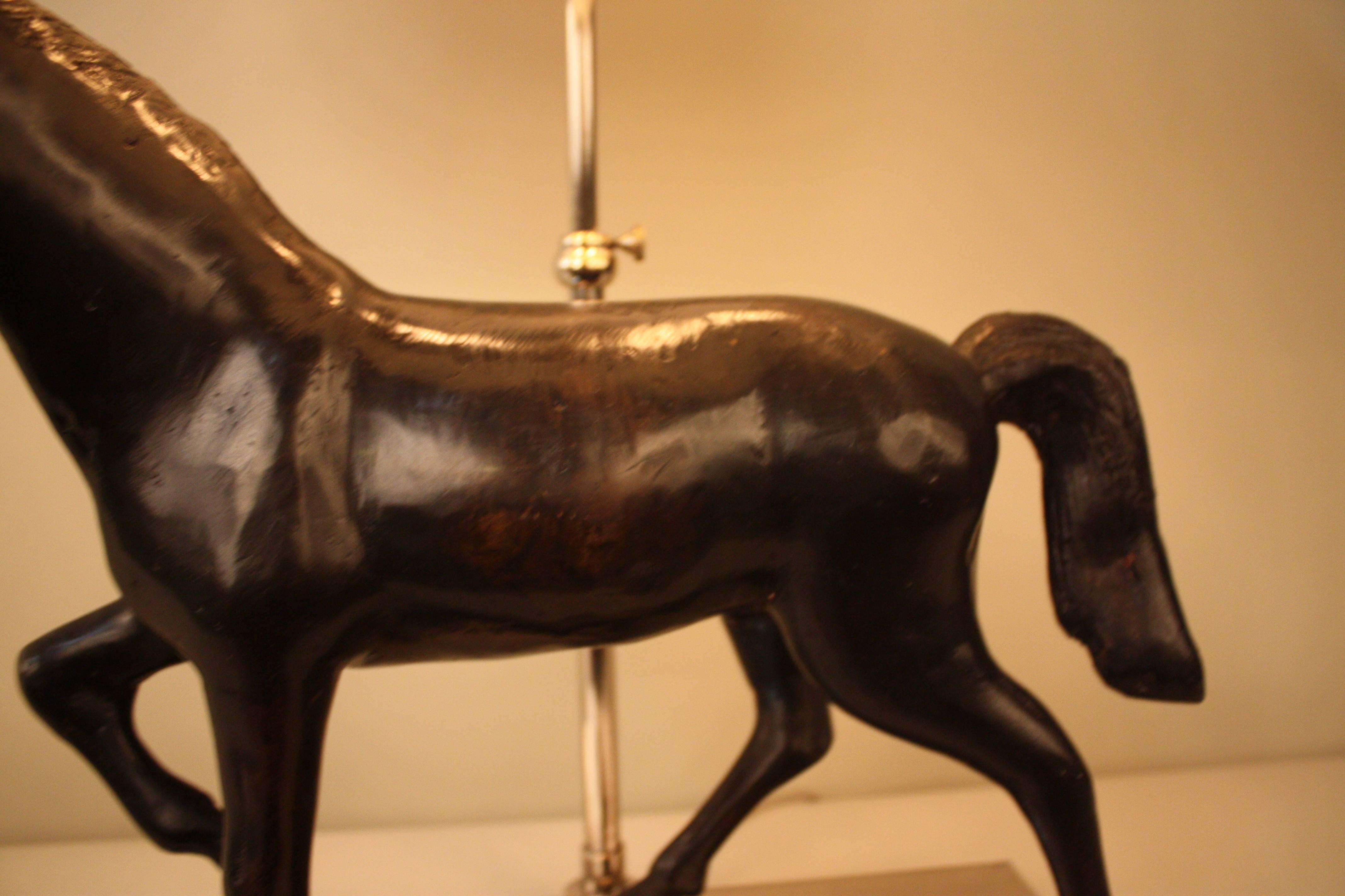 Bronze Horse Sculpture Table Lamp In Good Condition In Fairfax, VA