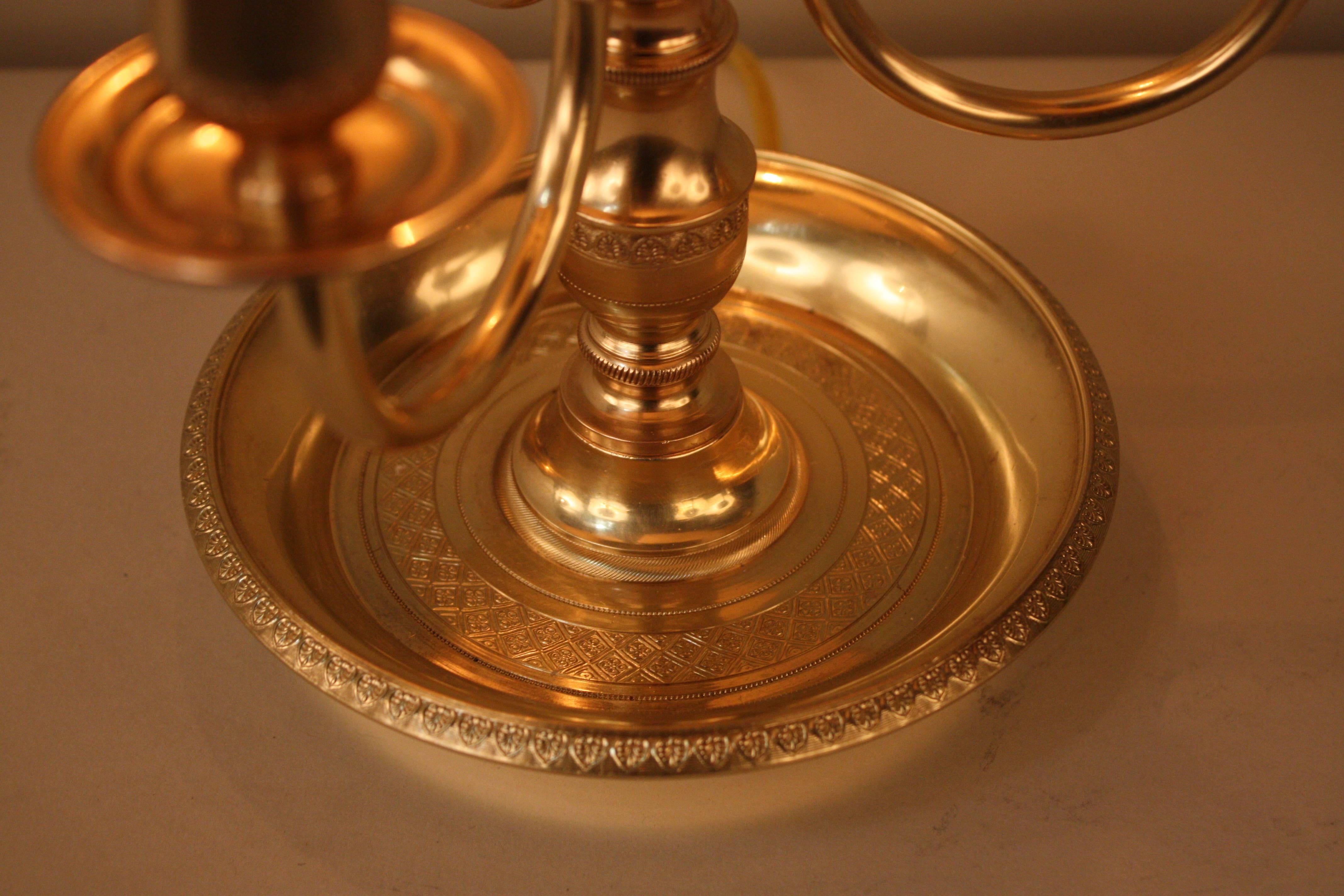 French Empire Style Bronze Bouillotte Lamp 1
