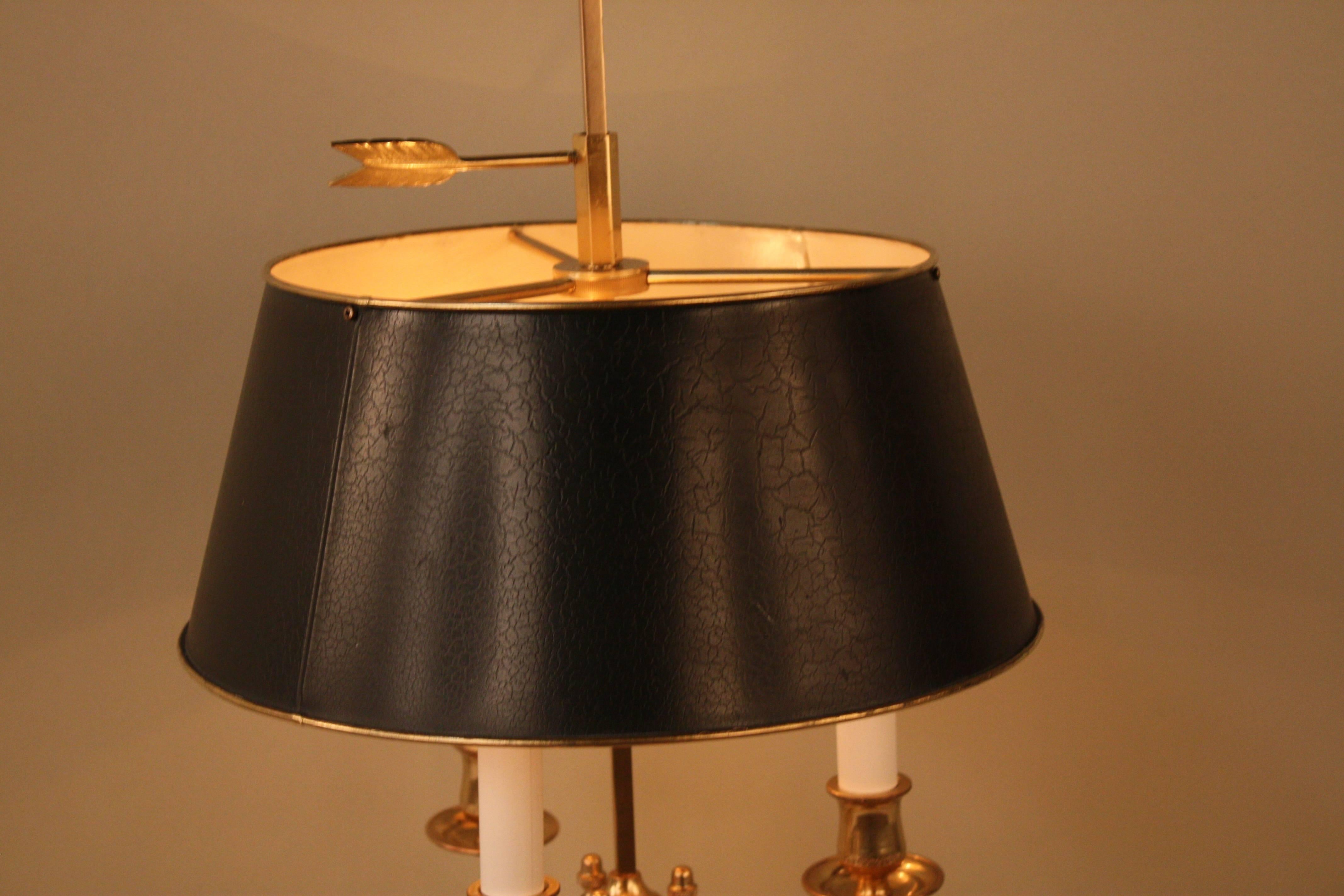 French Empire Style Bronze Bouillotte Lamp In Good Condition In Fairfax, VA