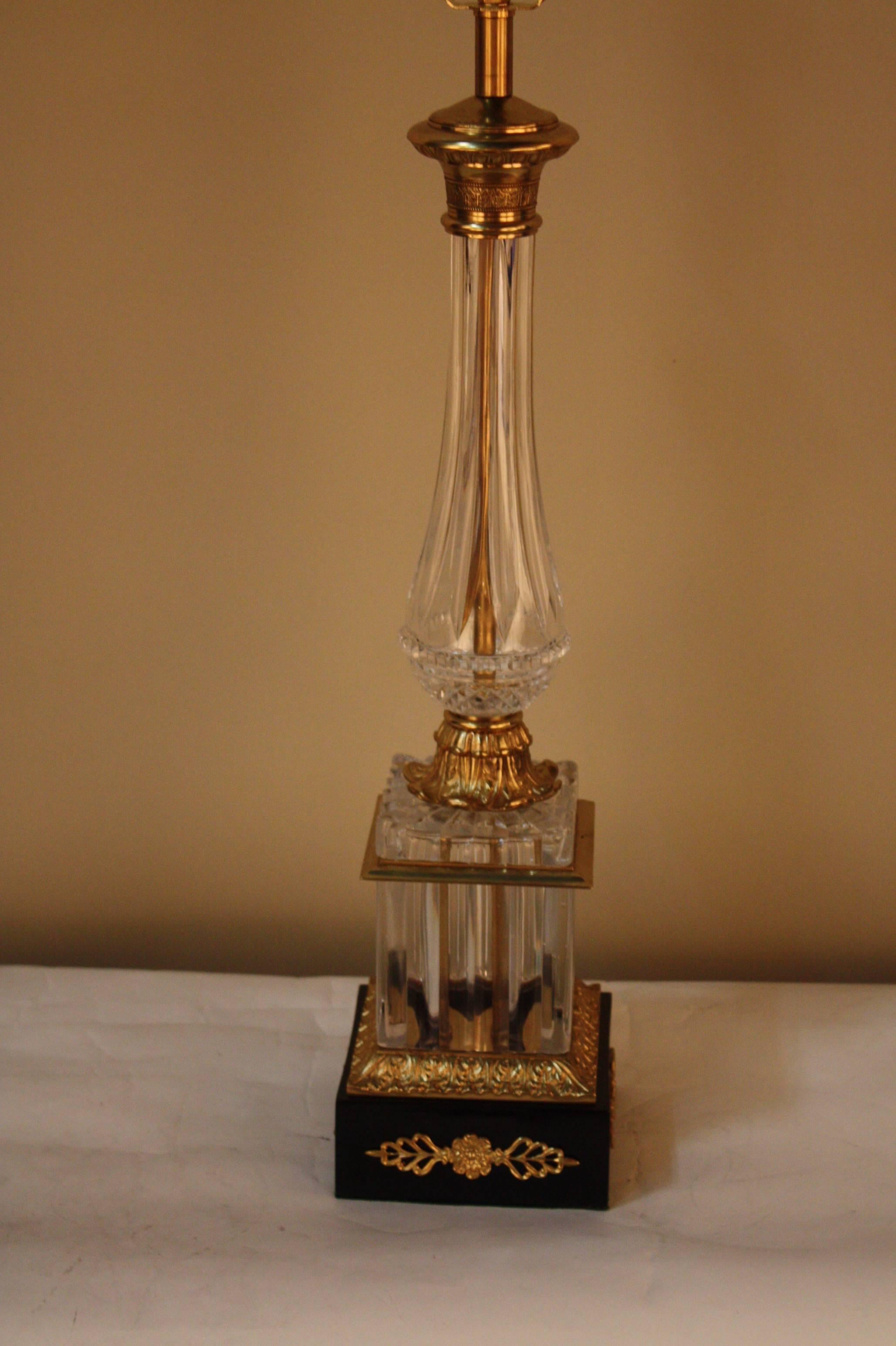 French Empire Style Crystal Table Lamp In Good Condition In Fairfax, VA