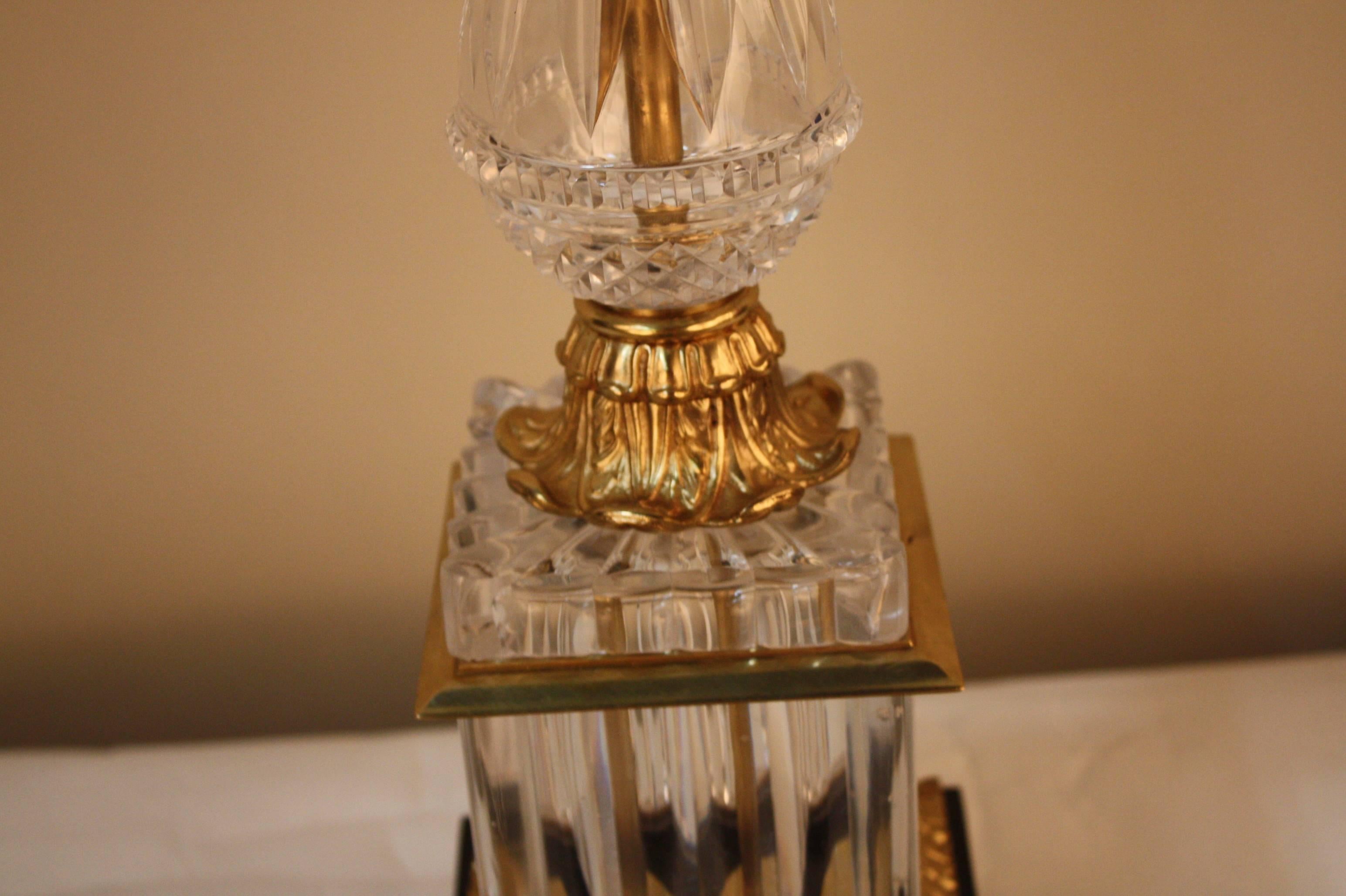 Mid-20th Century French Empire Style Crystal Table Lamp