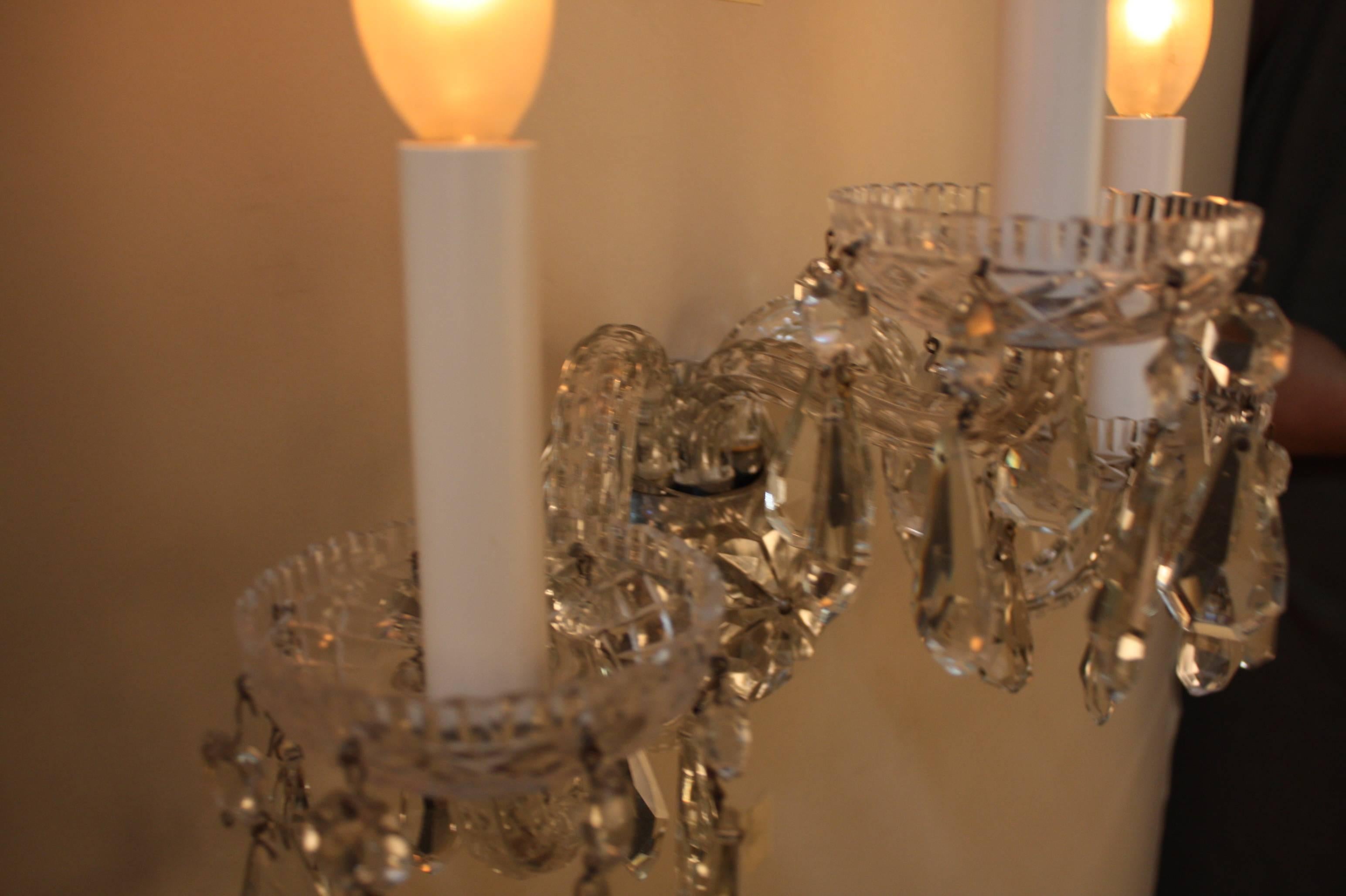 Pair of Cut Crystal Wall Sconces In Good Condition In Fairfax, VA