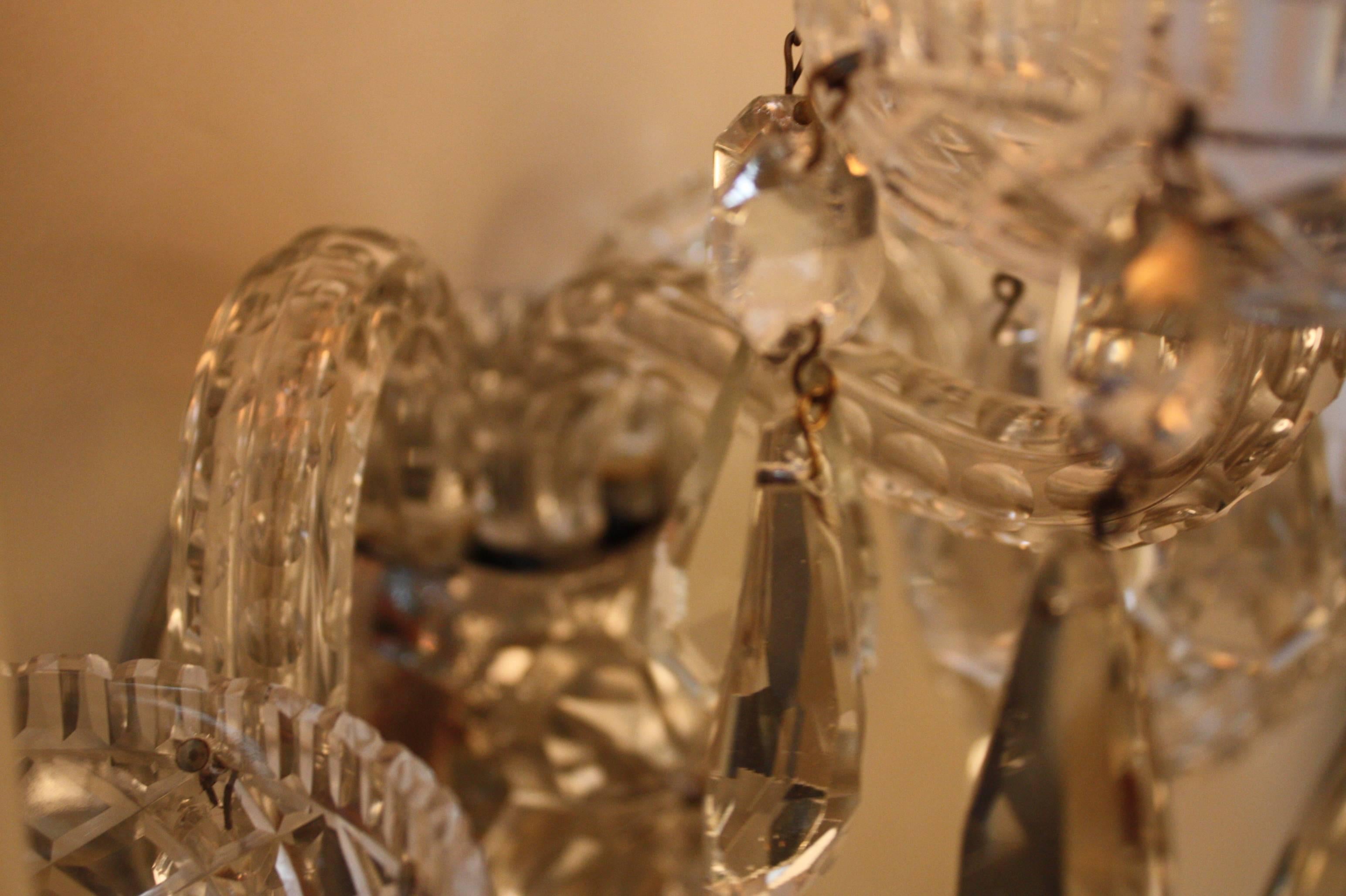 Pair of Cut Crystal Wall Sconces 1