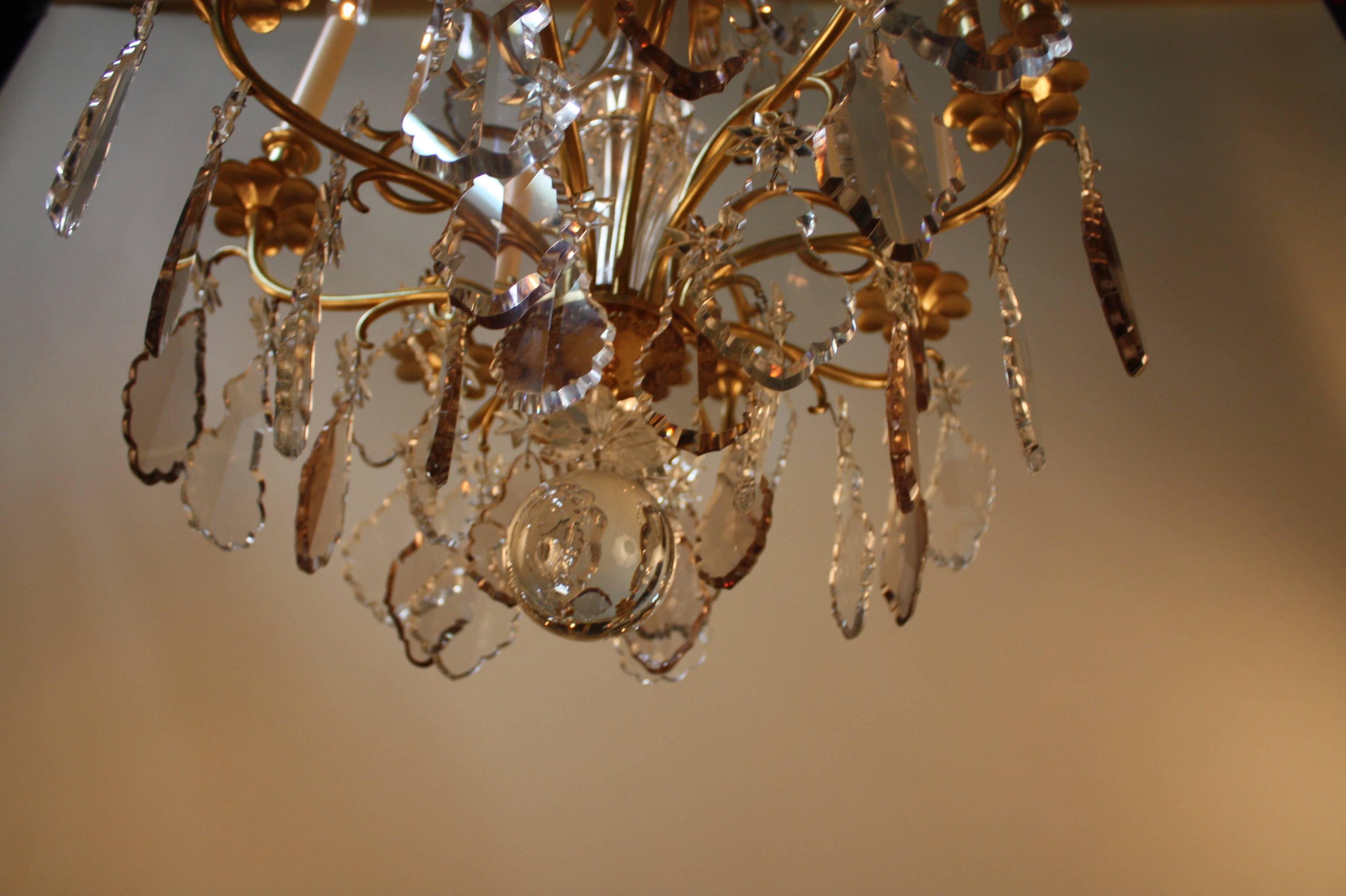 Bronze French Classic 1930s Crystal Chandelier
