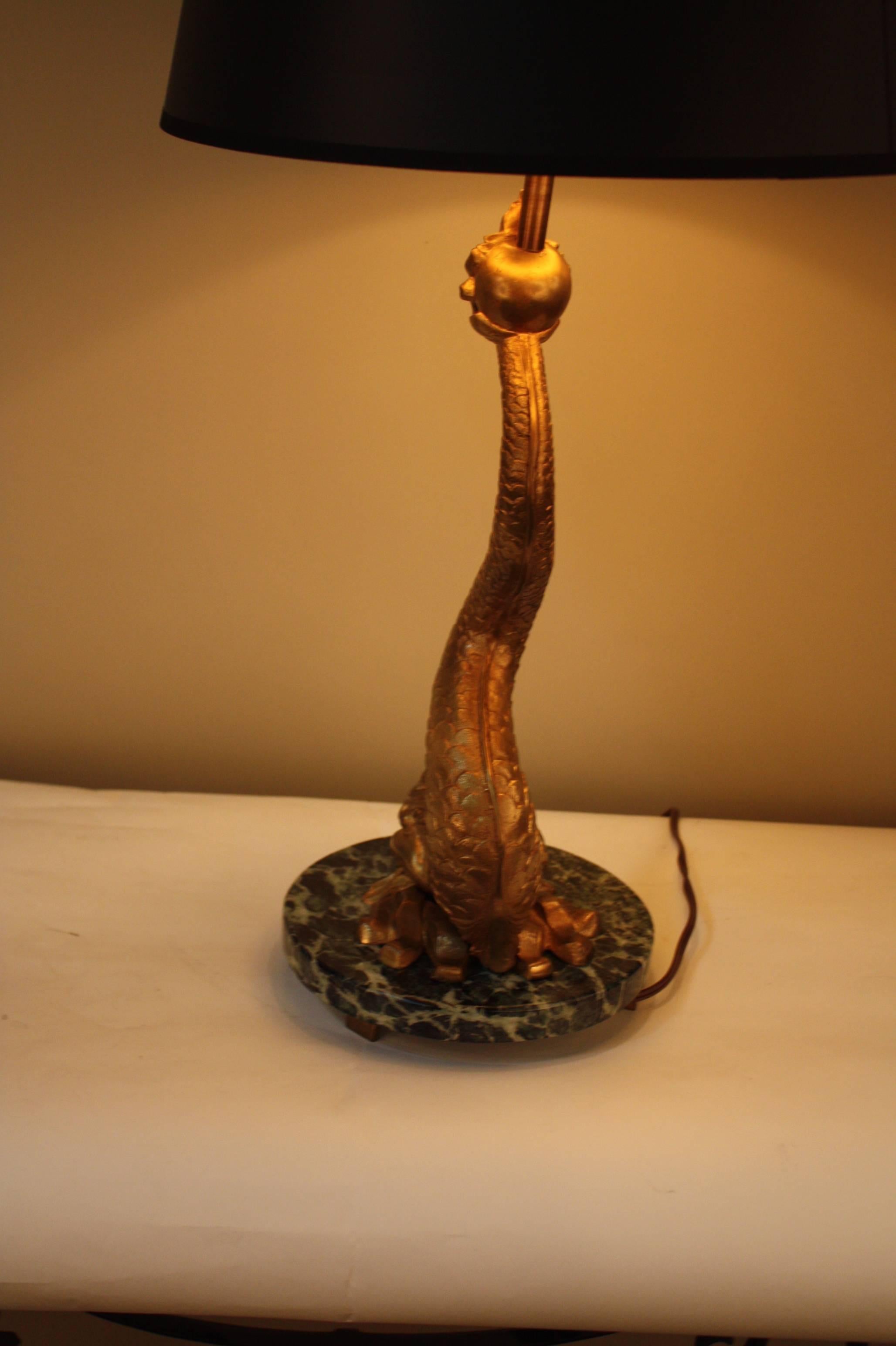 French Bronze Dolphin Table Lamp 3