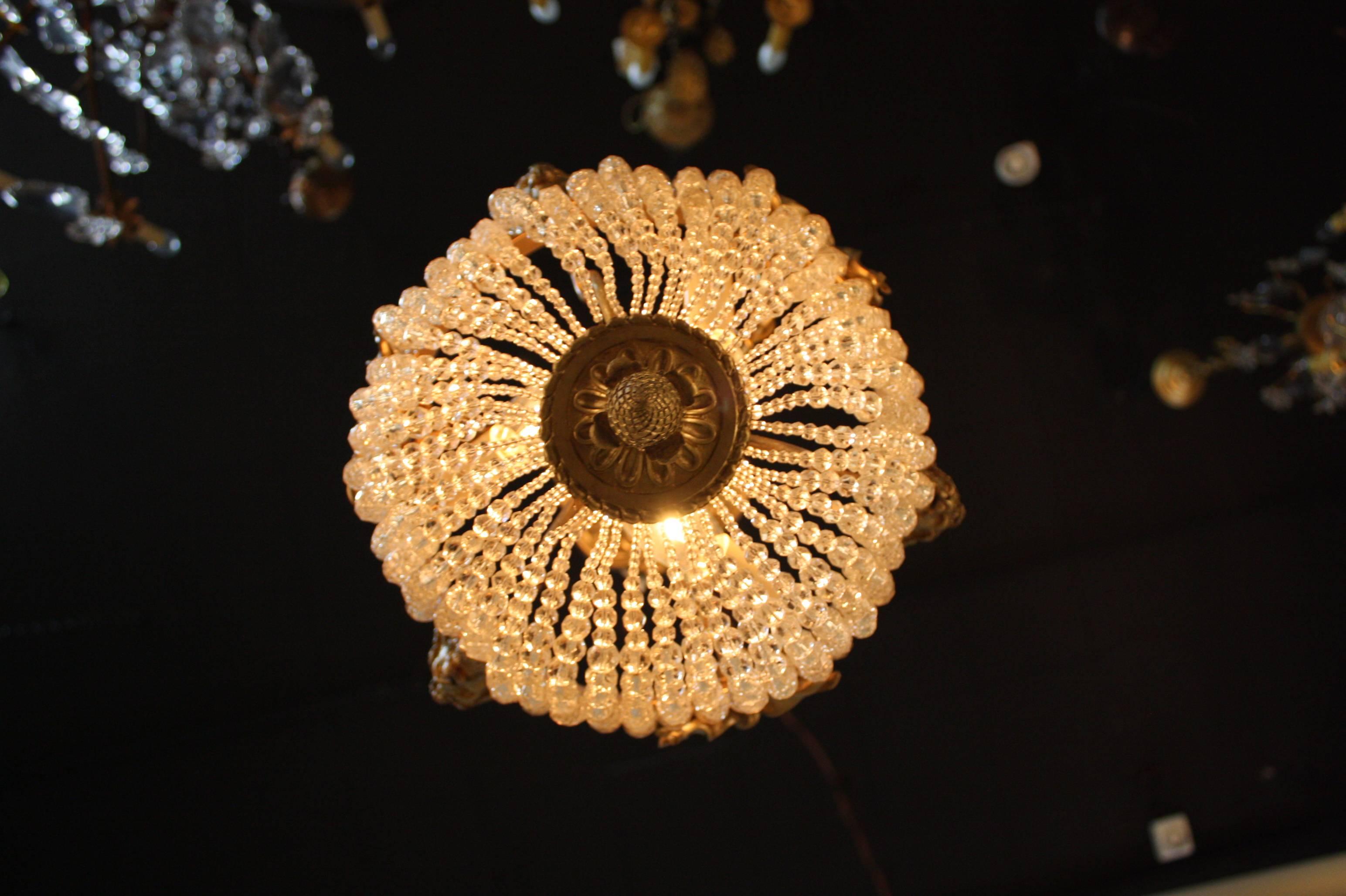 French Bronze and Crystal Pendant Light 2