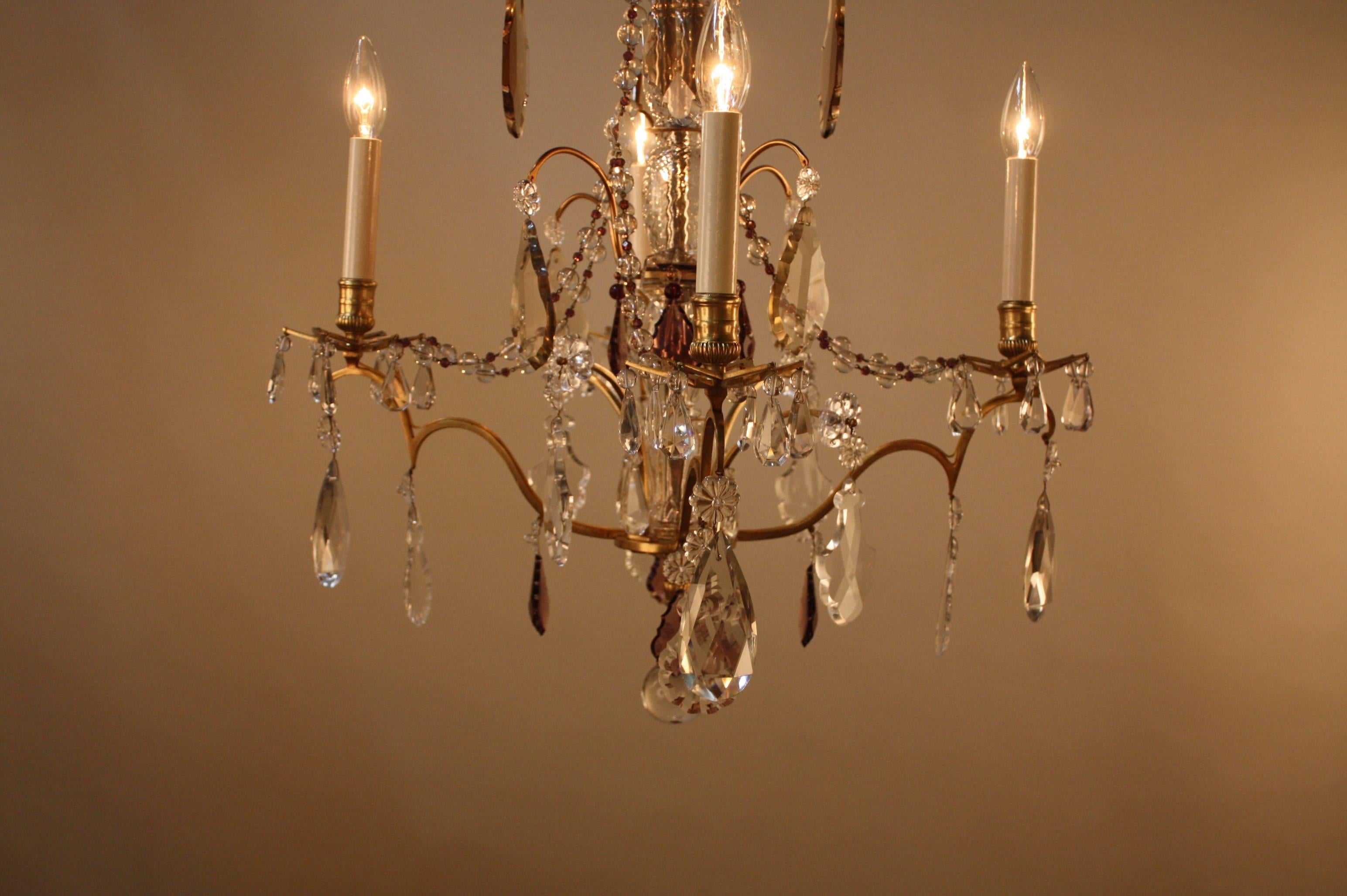 French Bronze and Crystal Chandelier In Good Condition In Fairfax, VA