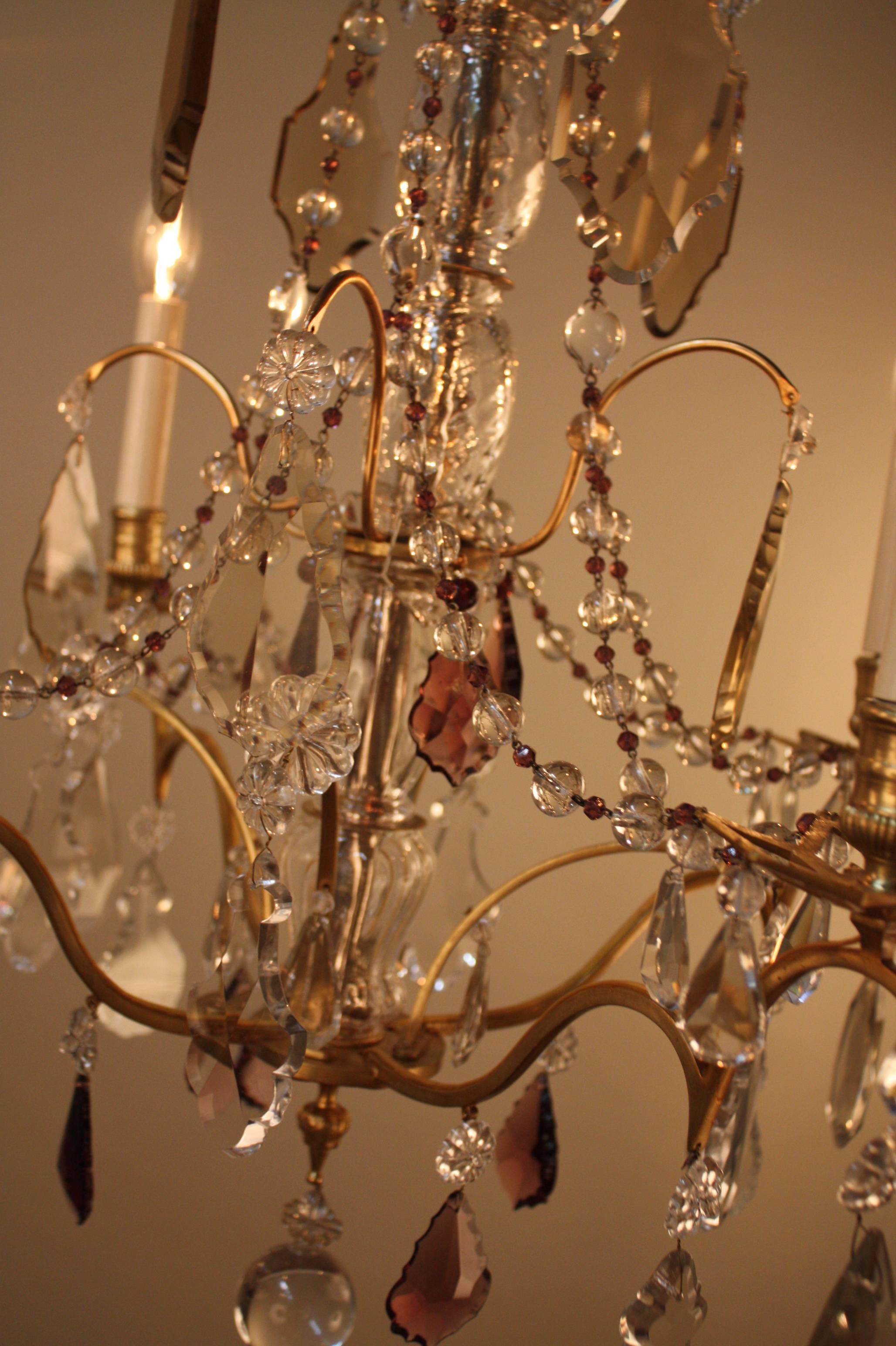 Early 20th Century French Bronze and Crystal Chandelier