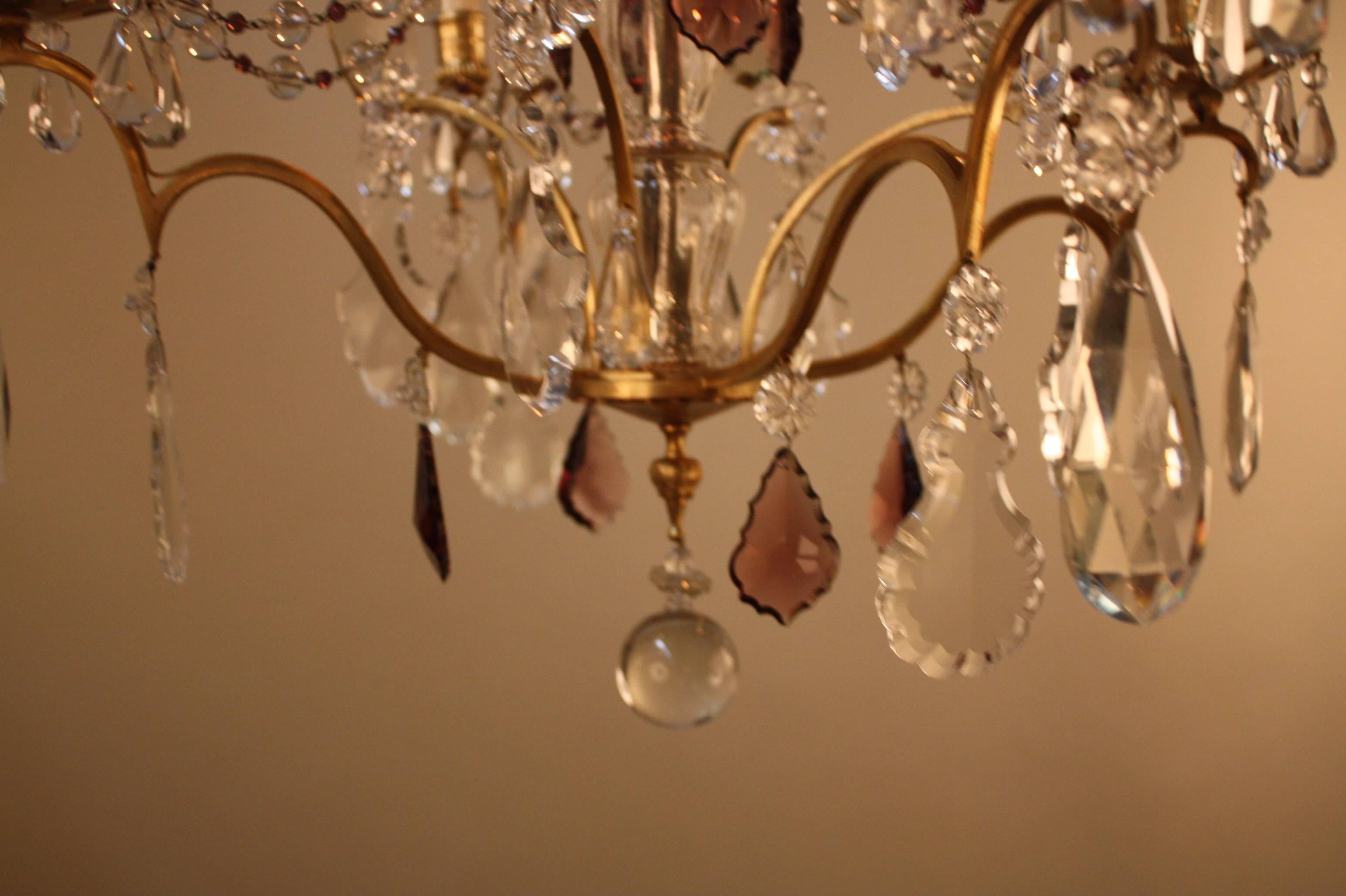 French Bronze and Crystal Chandelier 1