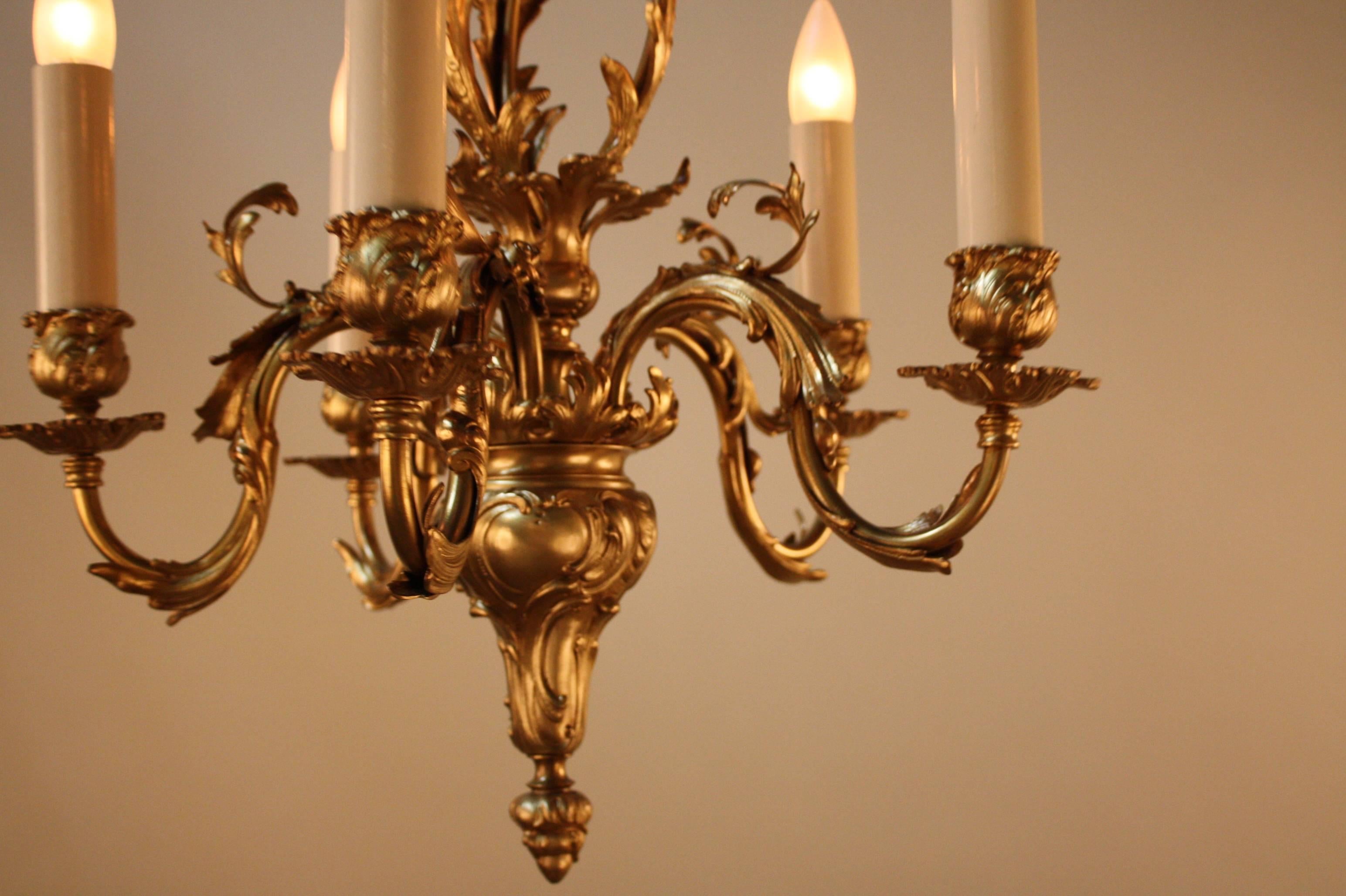 Early 20th Century  French Bronze Art Nouveau Chandelier
