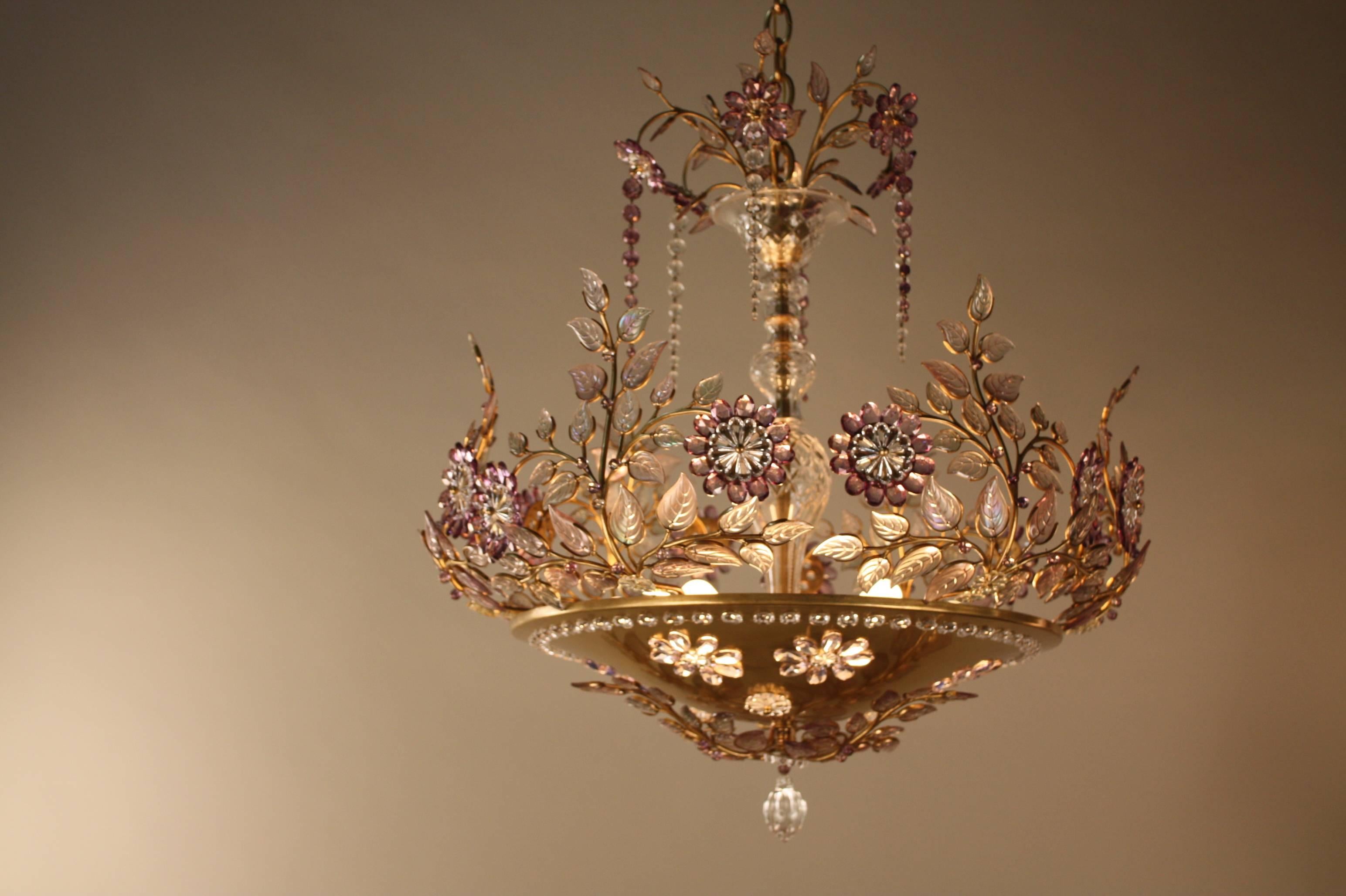 French Mid-Century Crystal Chandelier by Maison Bagues 2