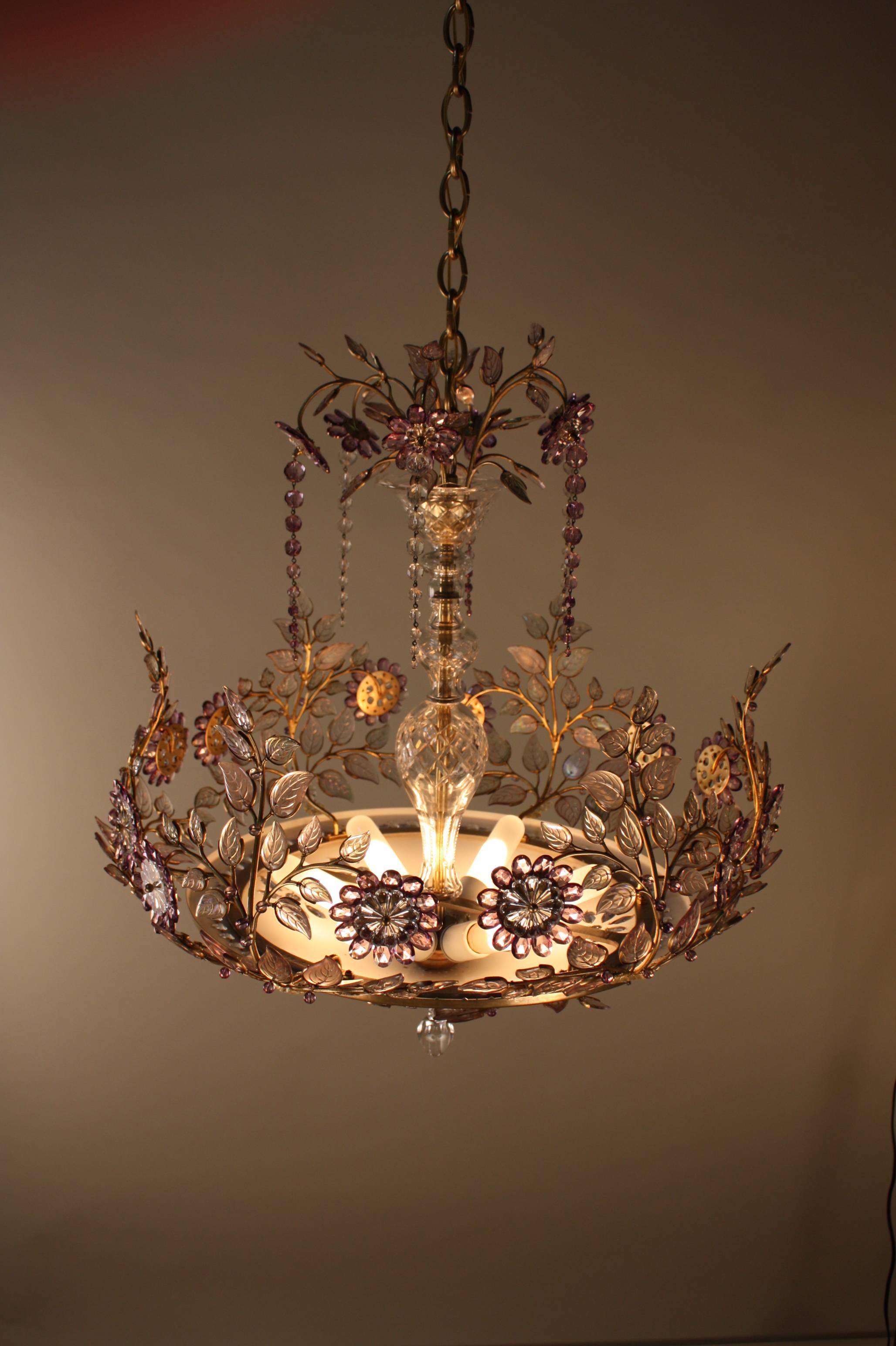 French Mid-Century Crystal Chandelier by Maison Bagues 3