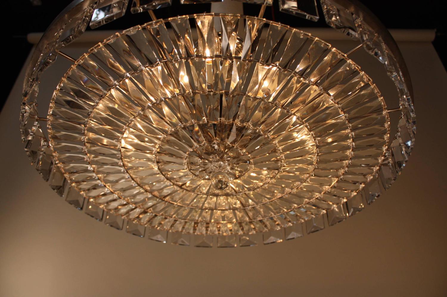 Large Crystal Flush Mount Chandelier at 1stdibs
