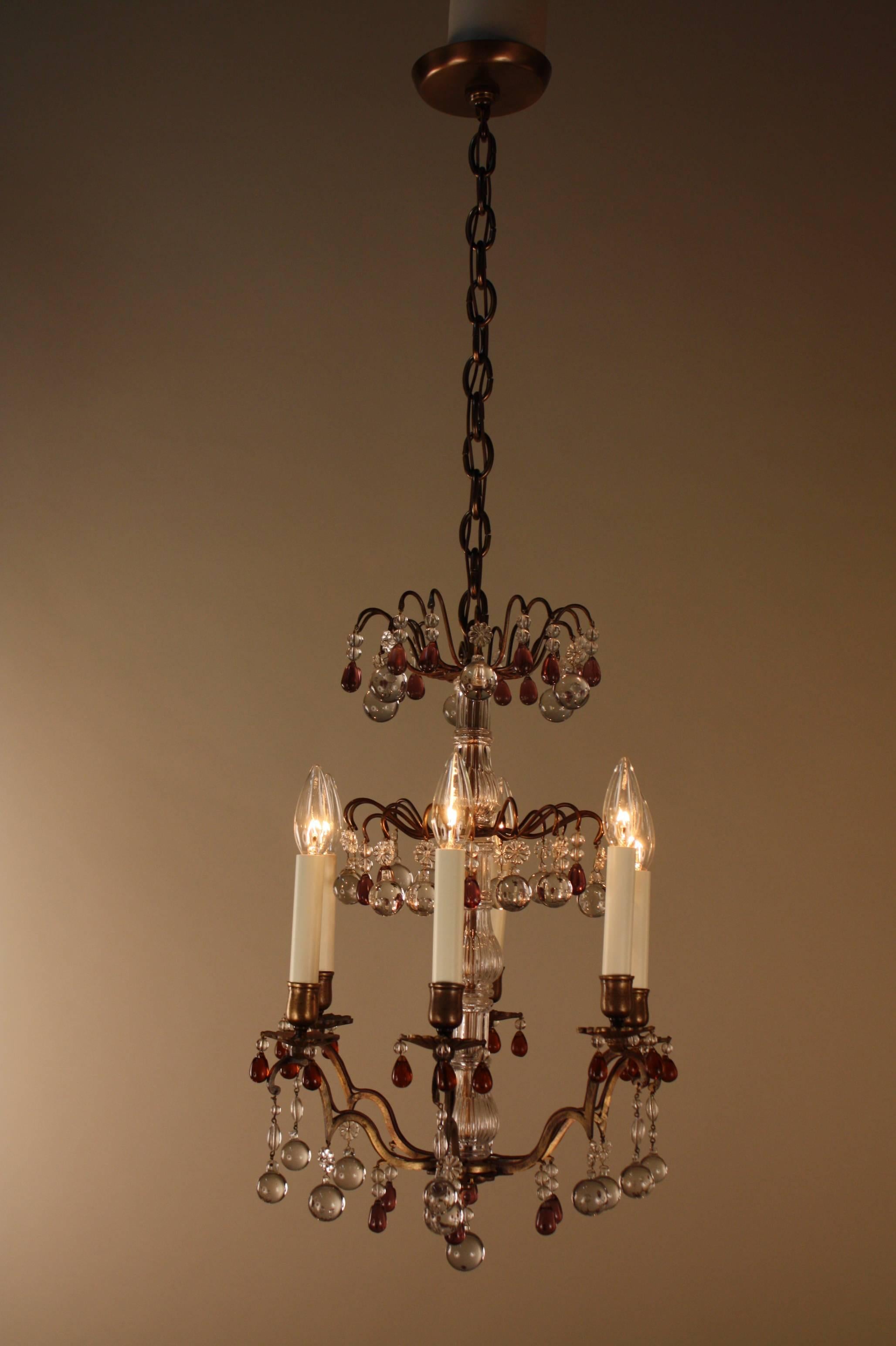 Wonderful jewel design six-light with tear drop crystal chandelier.