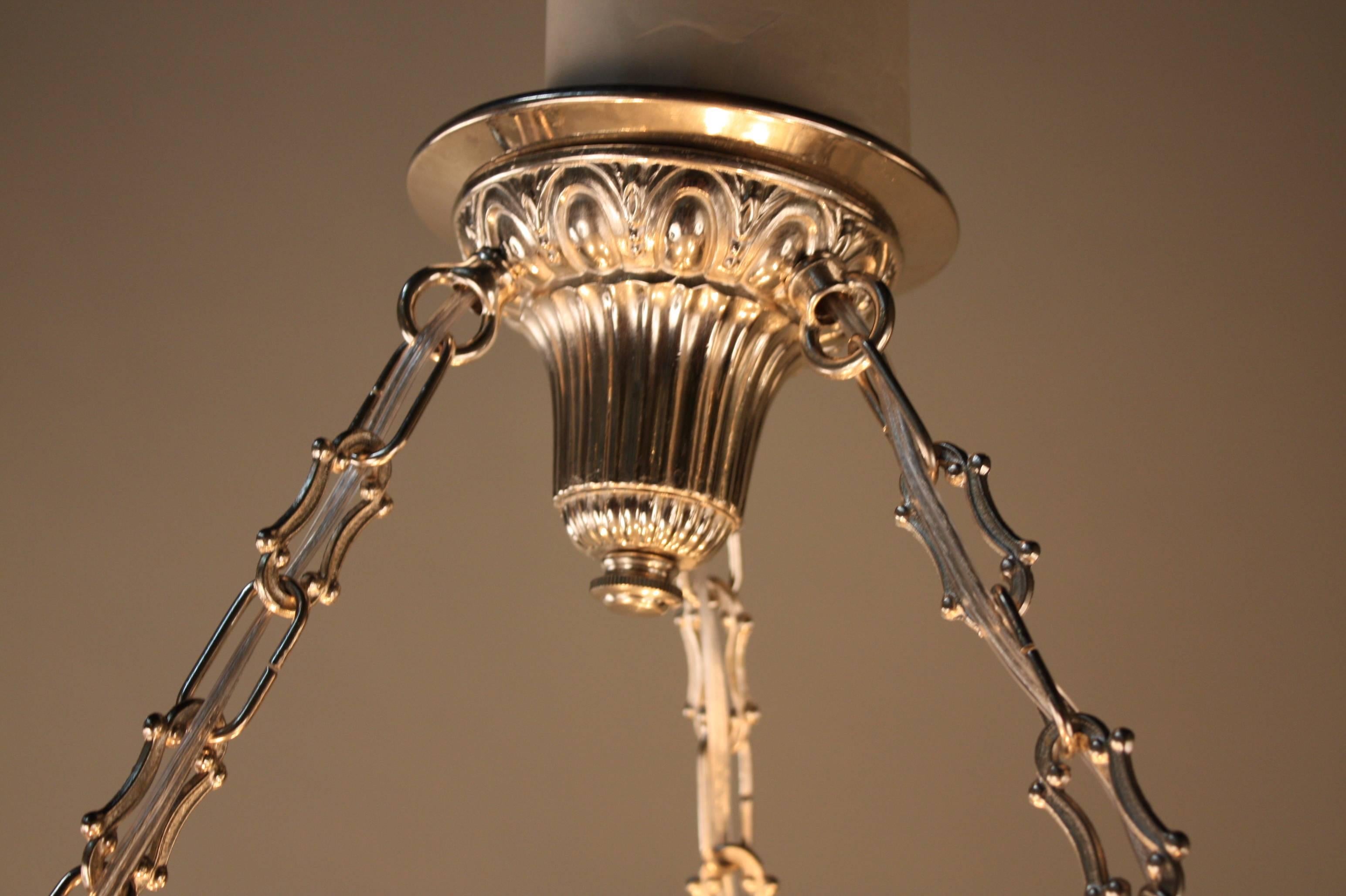 French Art Deco Pendant Chandelier by Edmond Etling In Good Condition In Fairfax, VA