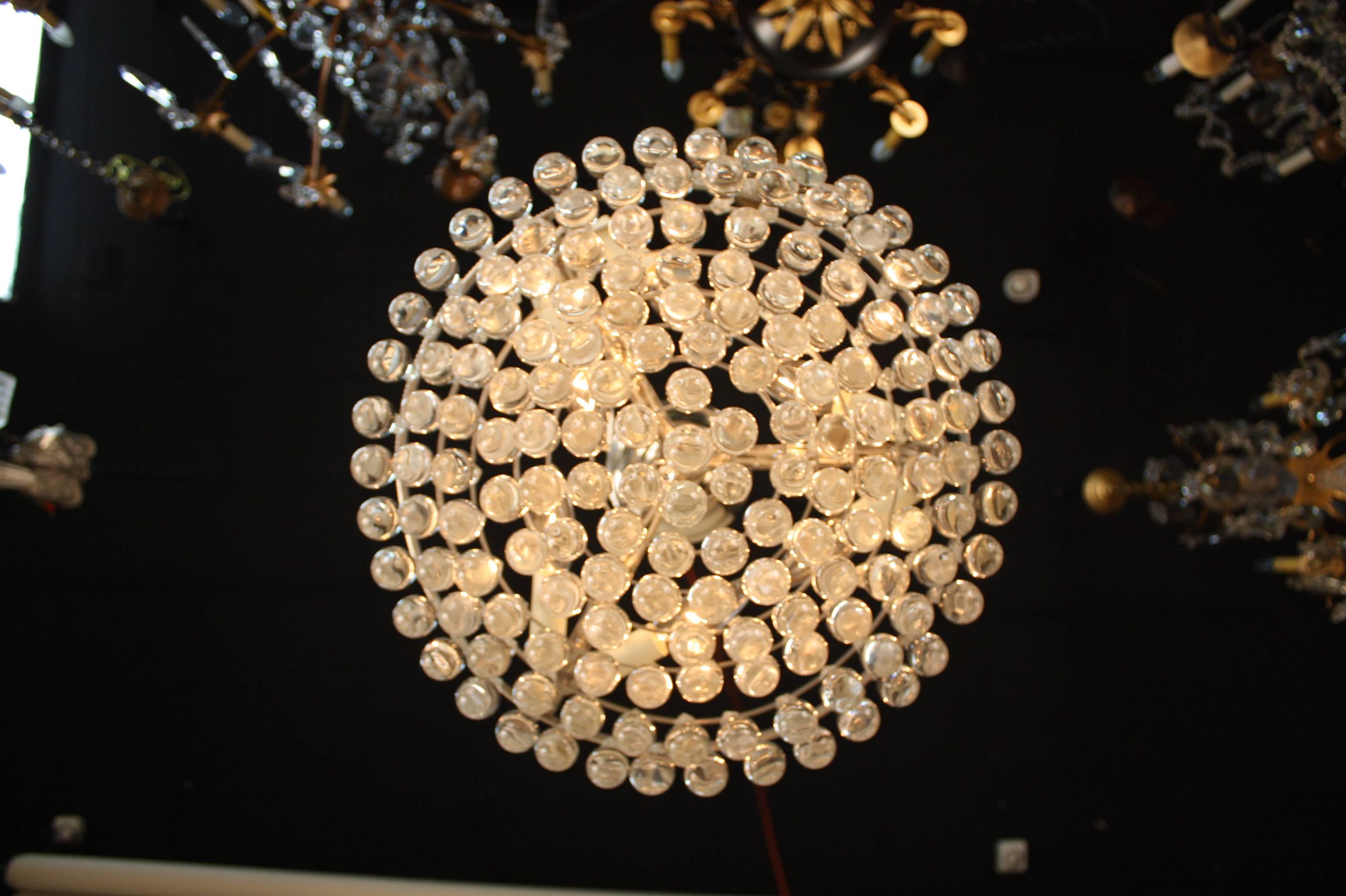 Art Deco French Tear Drop Crystal Semi Flush Mount Chandelier