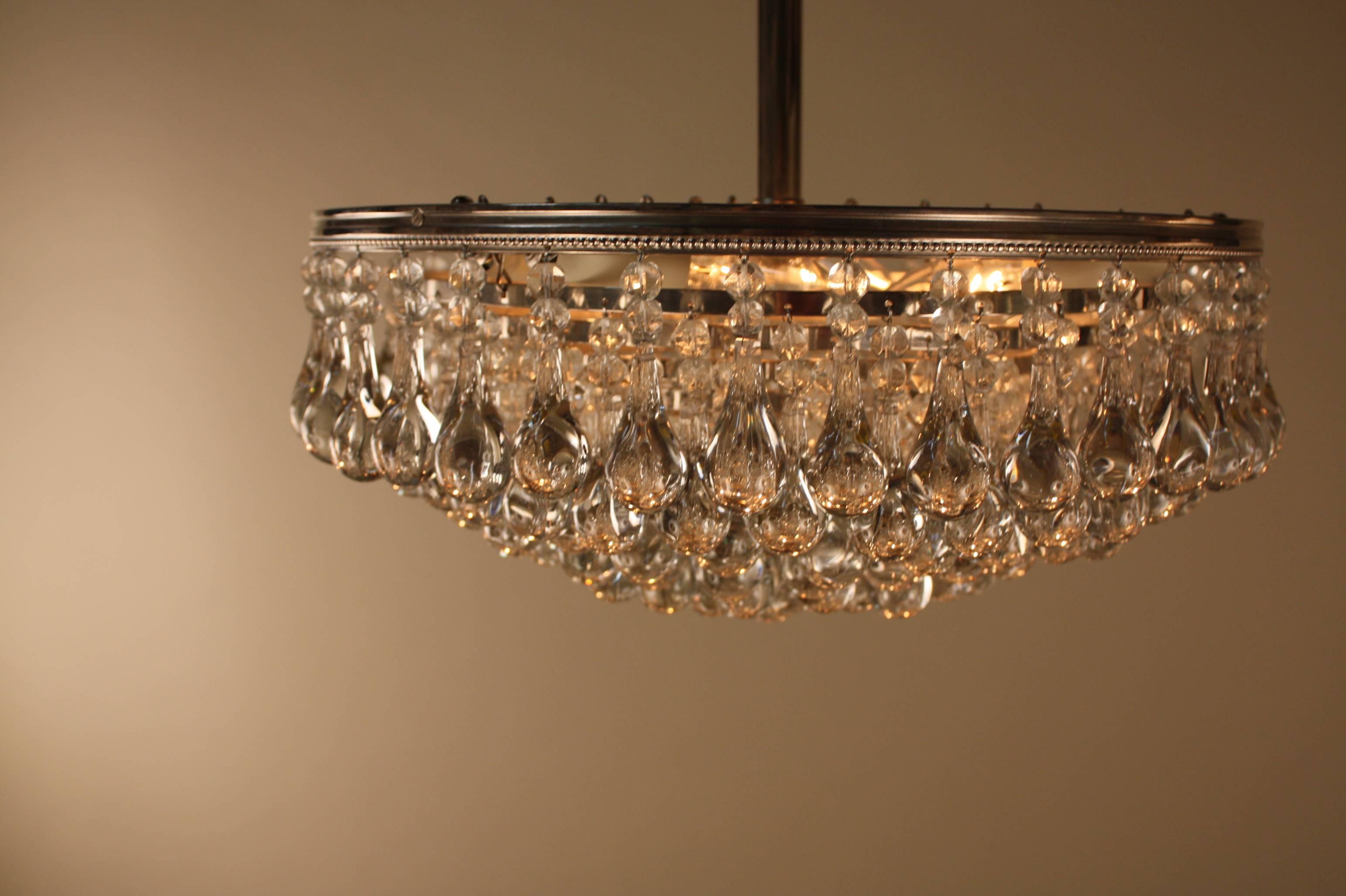 French Tear Drop Crystal Semi Flush Mount Chandelier 1