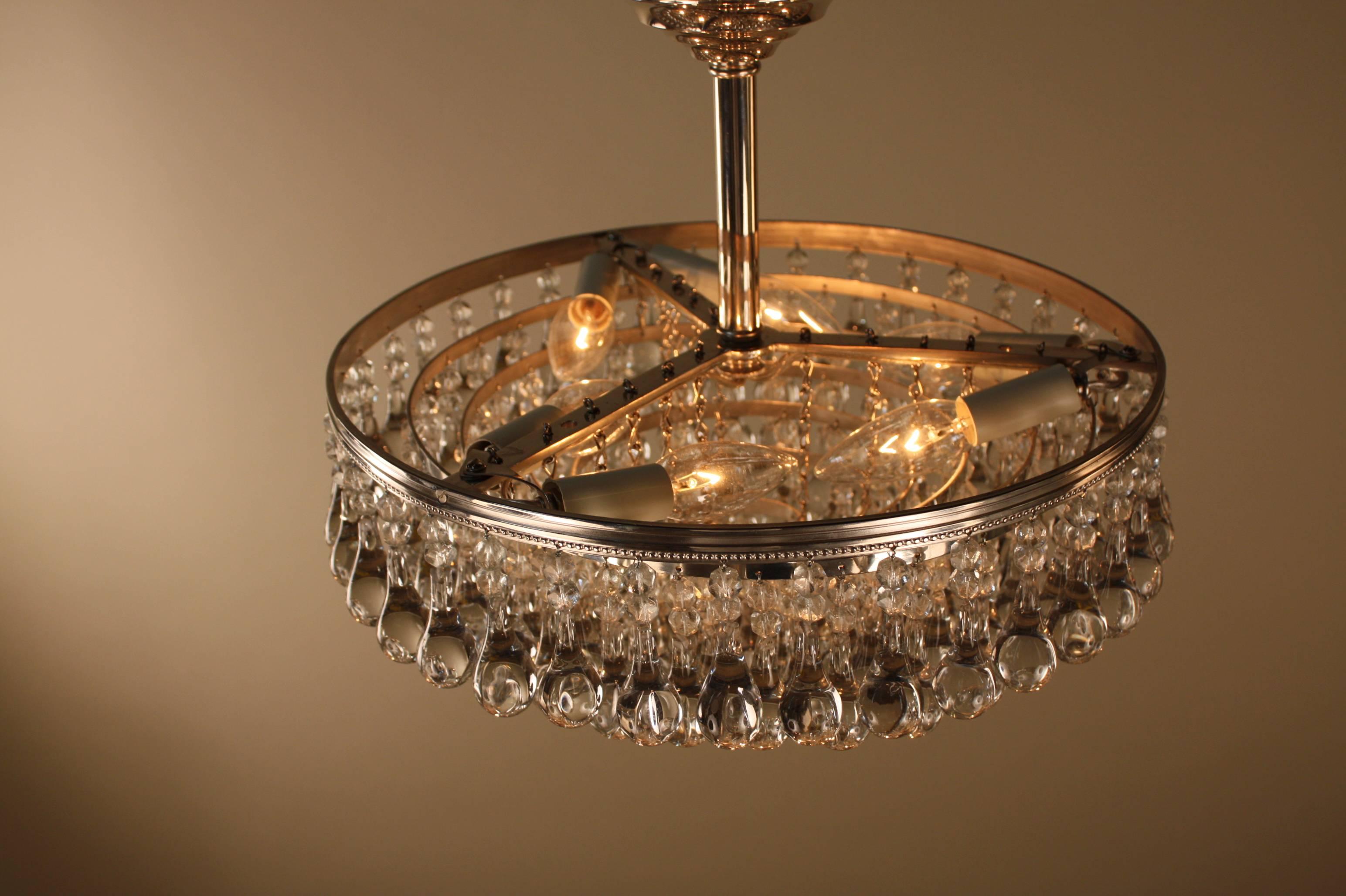 French Tear Drop Crystal Semi Flush Mount Chandelier 2