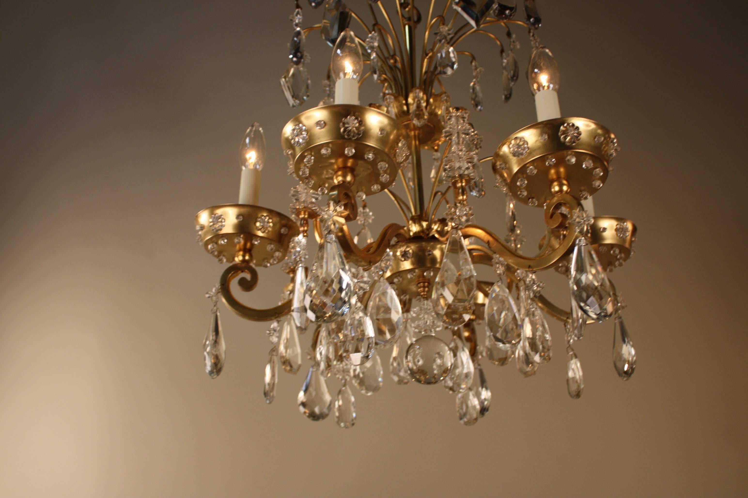 French Crystal and Bronze Chandelier by Maison Baguès 1