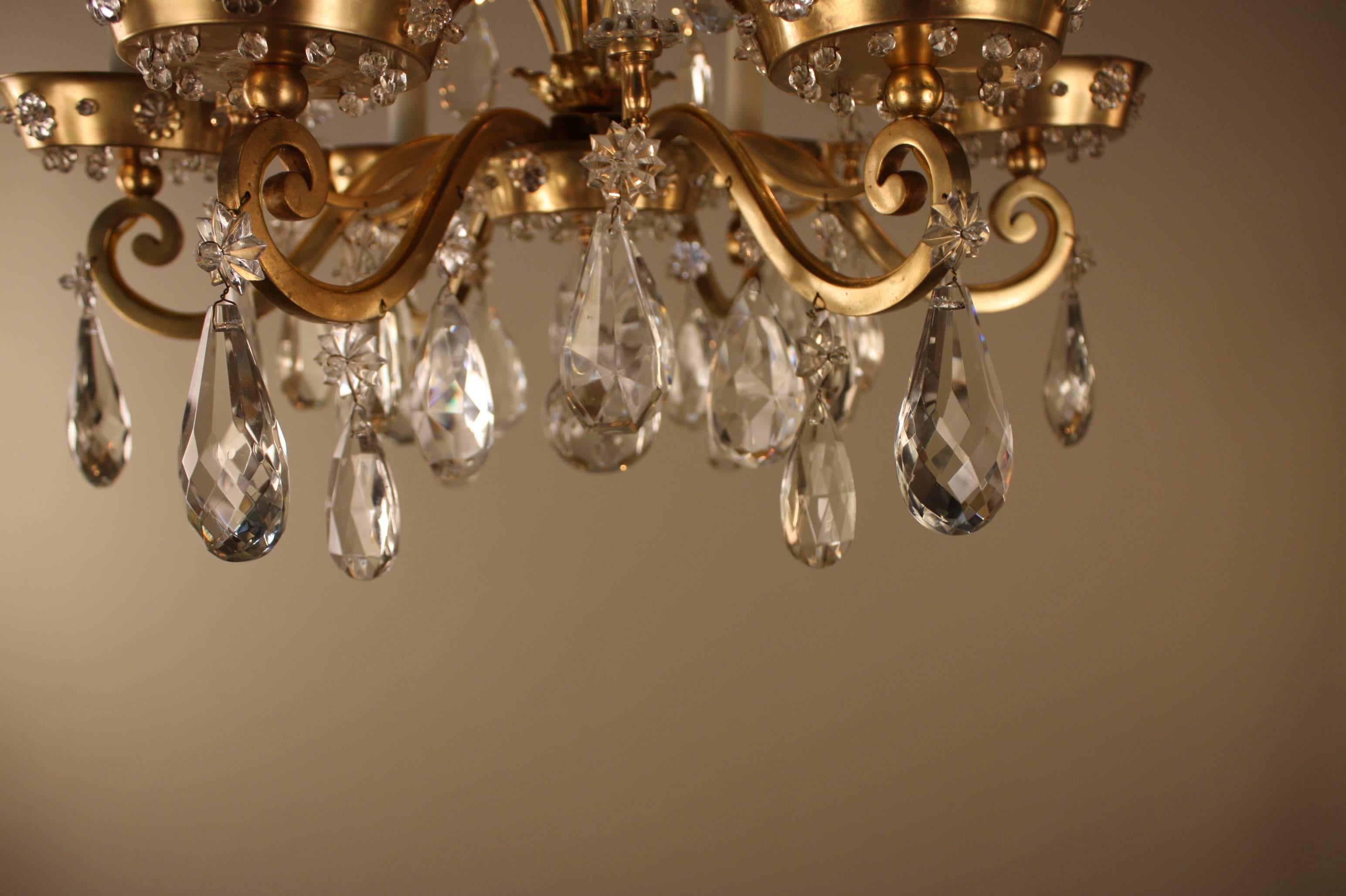 French Crystal and Bronze Chandelier by Maison Baguès 2