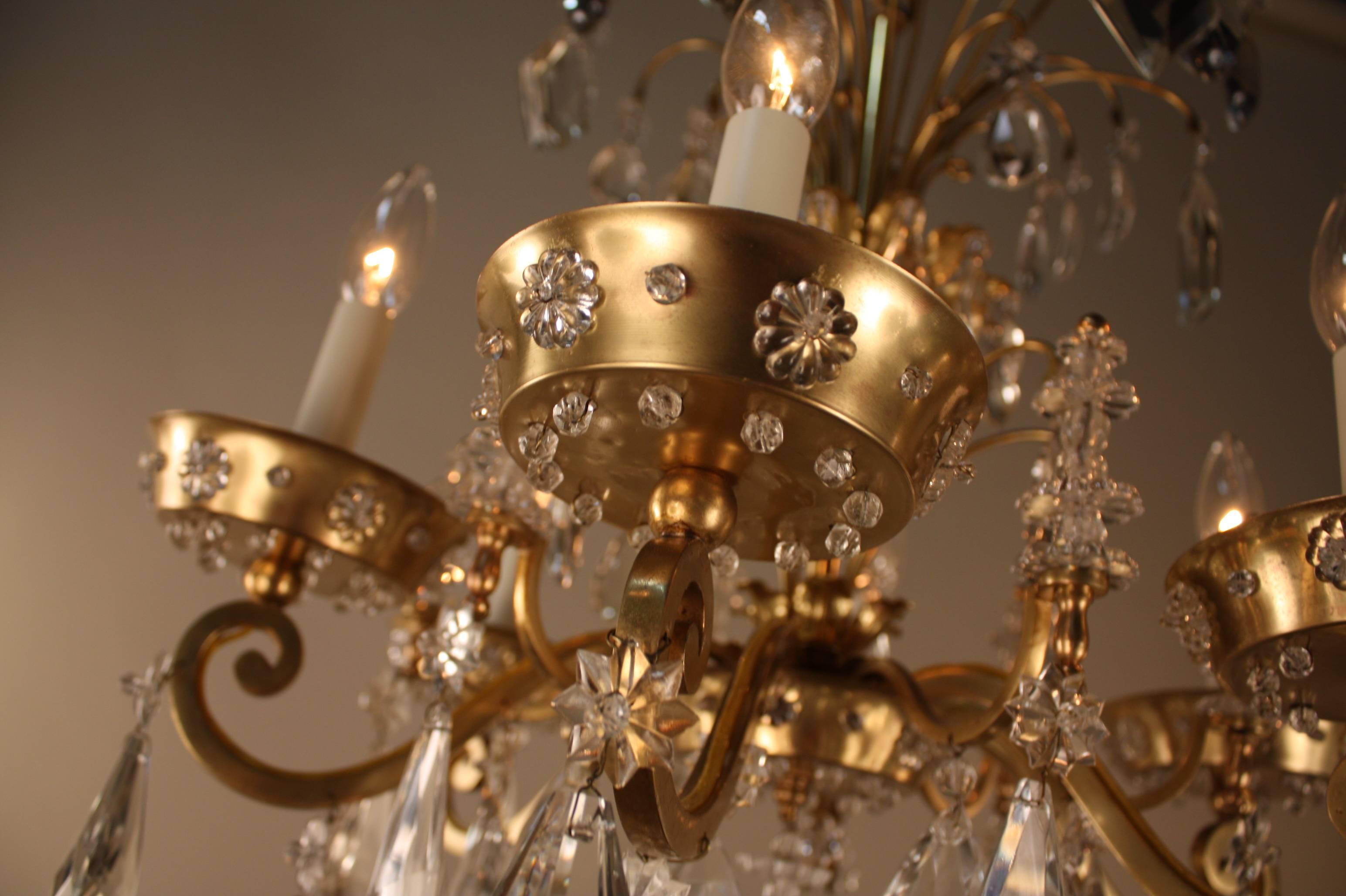 French Crystal and Bronze Chandelier by Maison Baguès 3