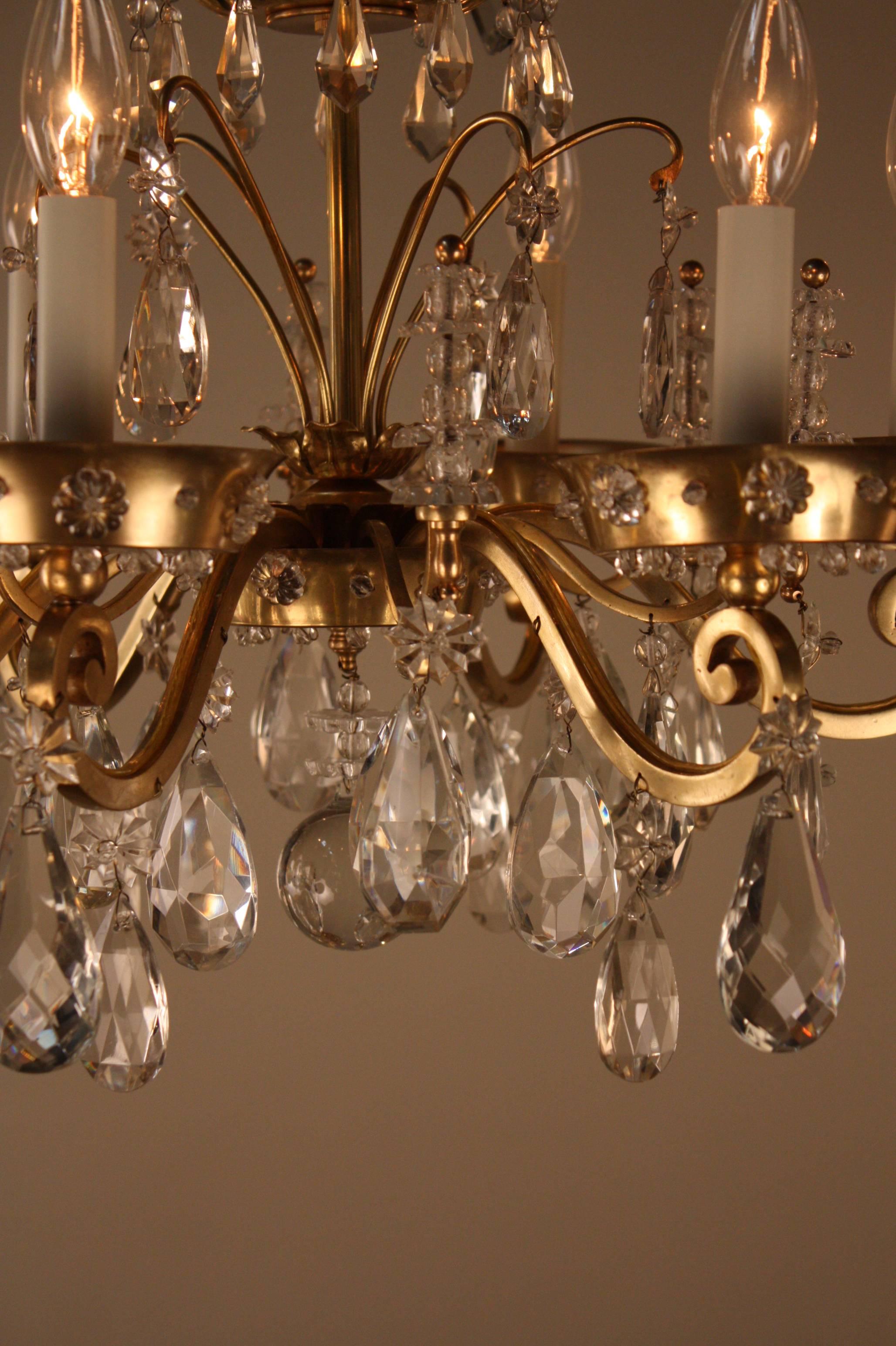 French Crystal and Bronze Chandelier by Maison Baguès 5