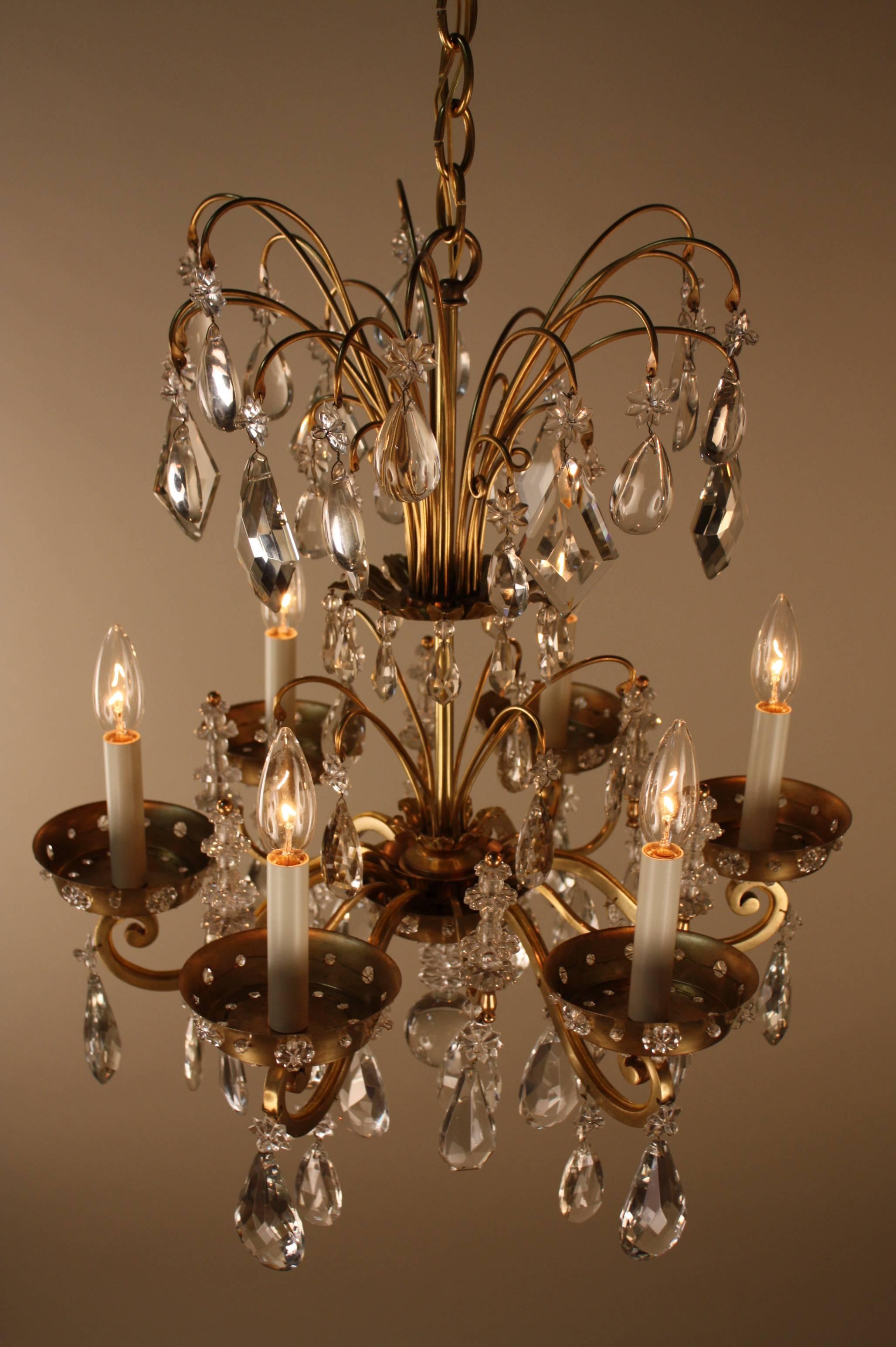 French Crystal and Bronze Chandelier by Maison Baguès 4