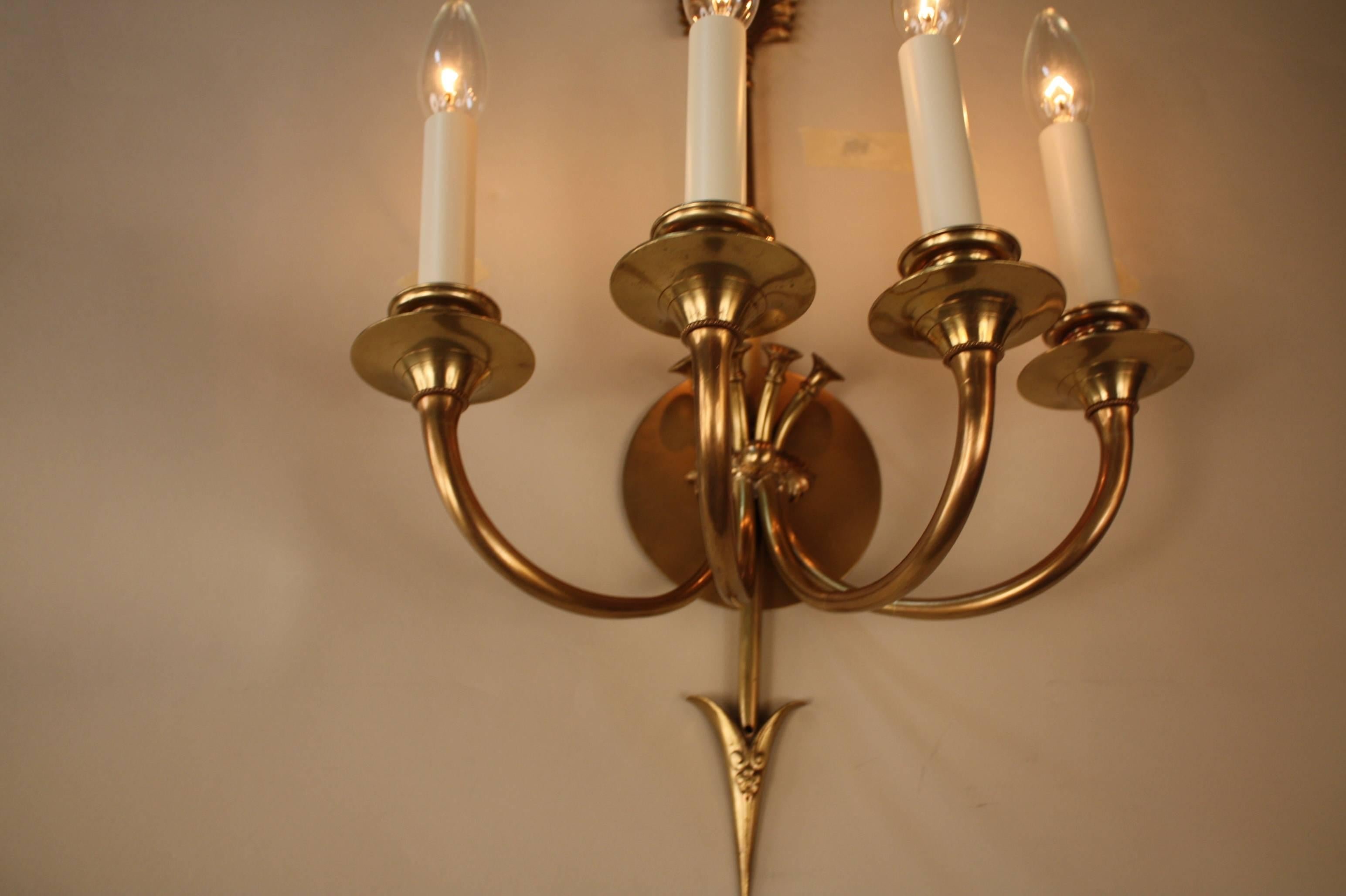 Pair of French Empire Style Bronze Wall Sconces 4