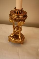 French Doré Bronze Candlestick Table Lamp